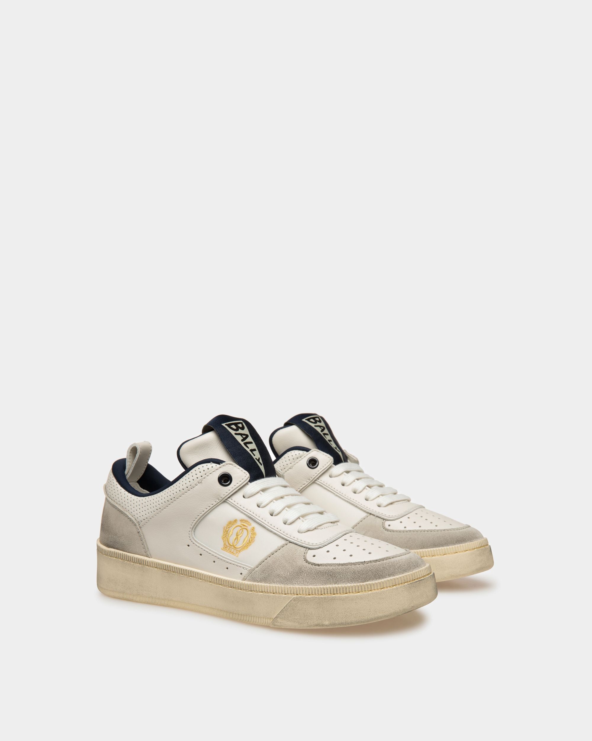 Bally Global - Raise Sneakers In Dusty White And Midnight Leather - White