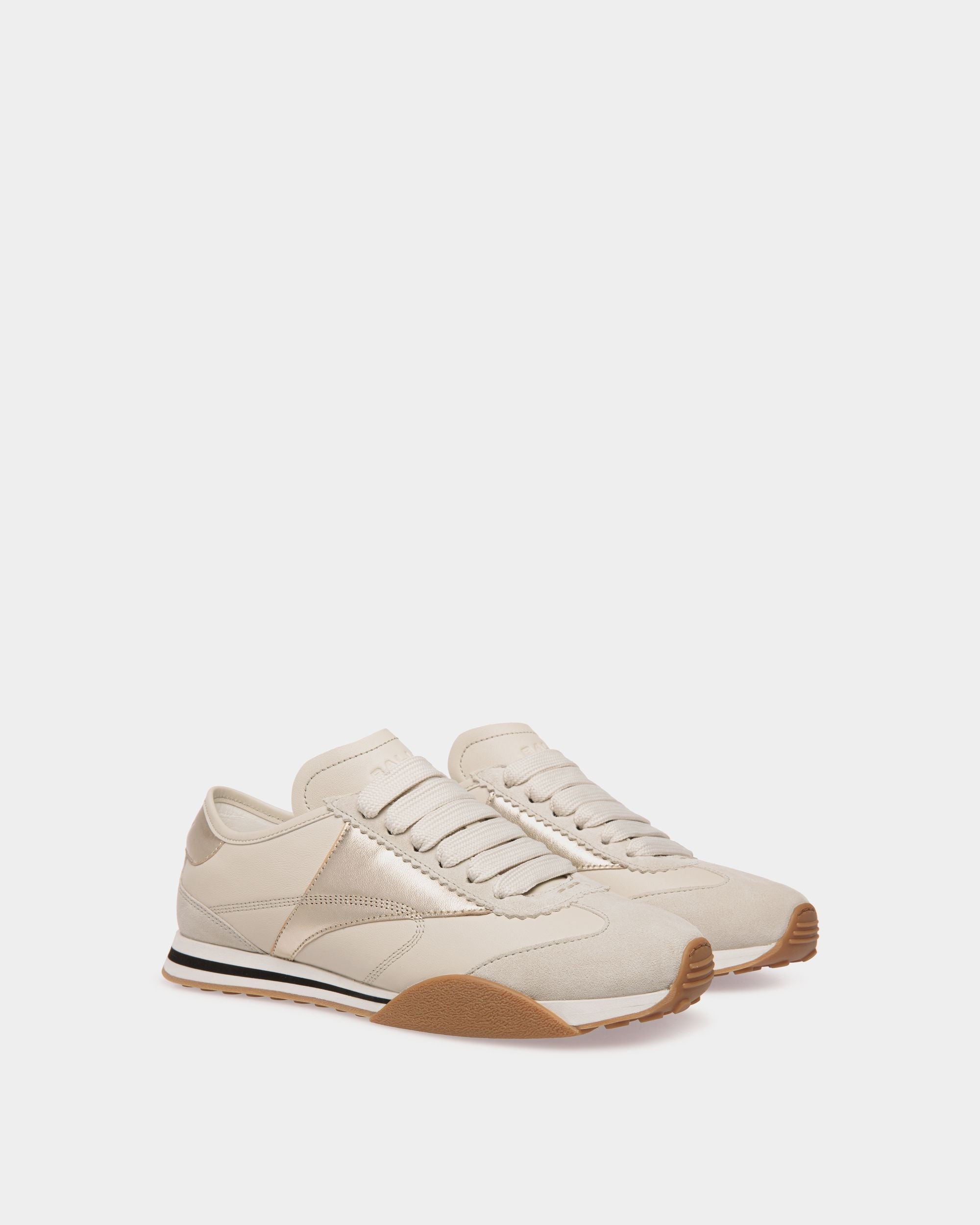 Bally Global - Sussex Sneaker In White And Gold Leather - White
