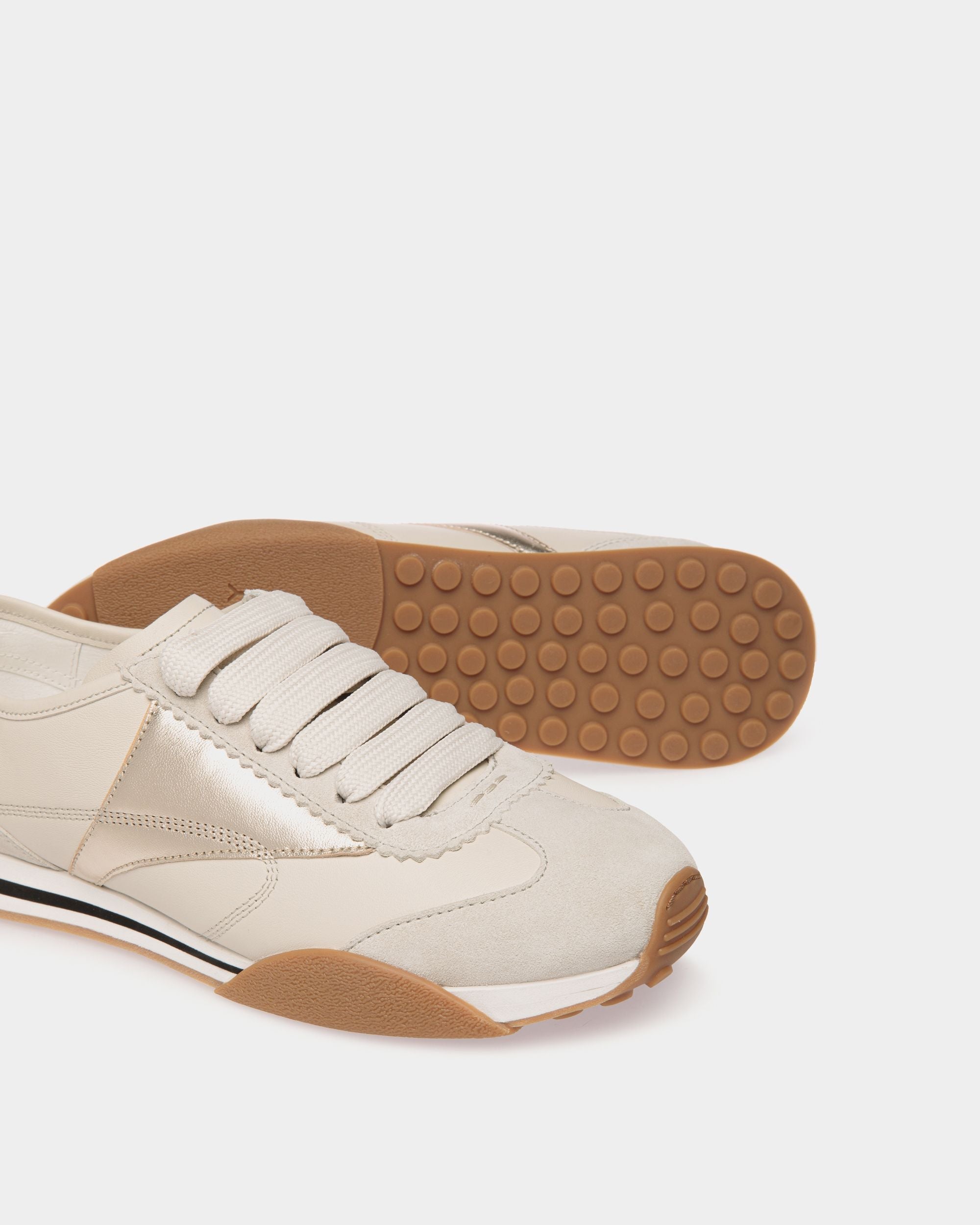 Bally Global - Sneaker Sussex En Cuir Blanc Et Or - Blanc