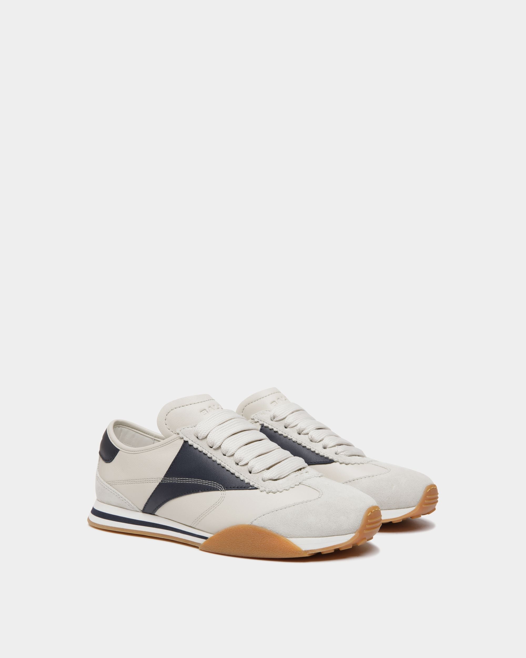 Bally Global - Sussex Sneaker In White And Navy Blue Leather - White