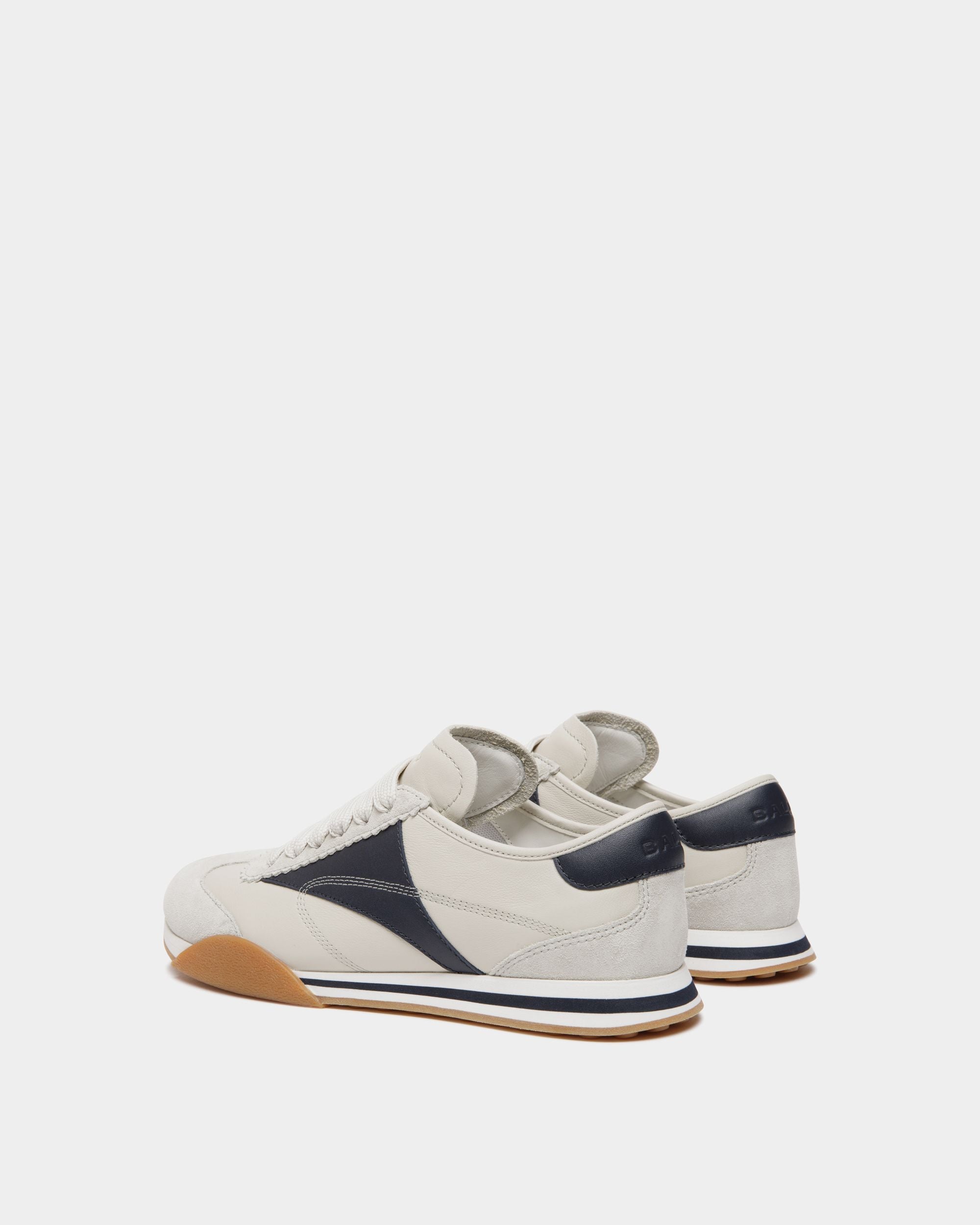 Bally Global - Sussex Sneaker In White And Navy Blue Leather - White