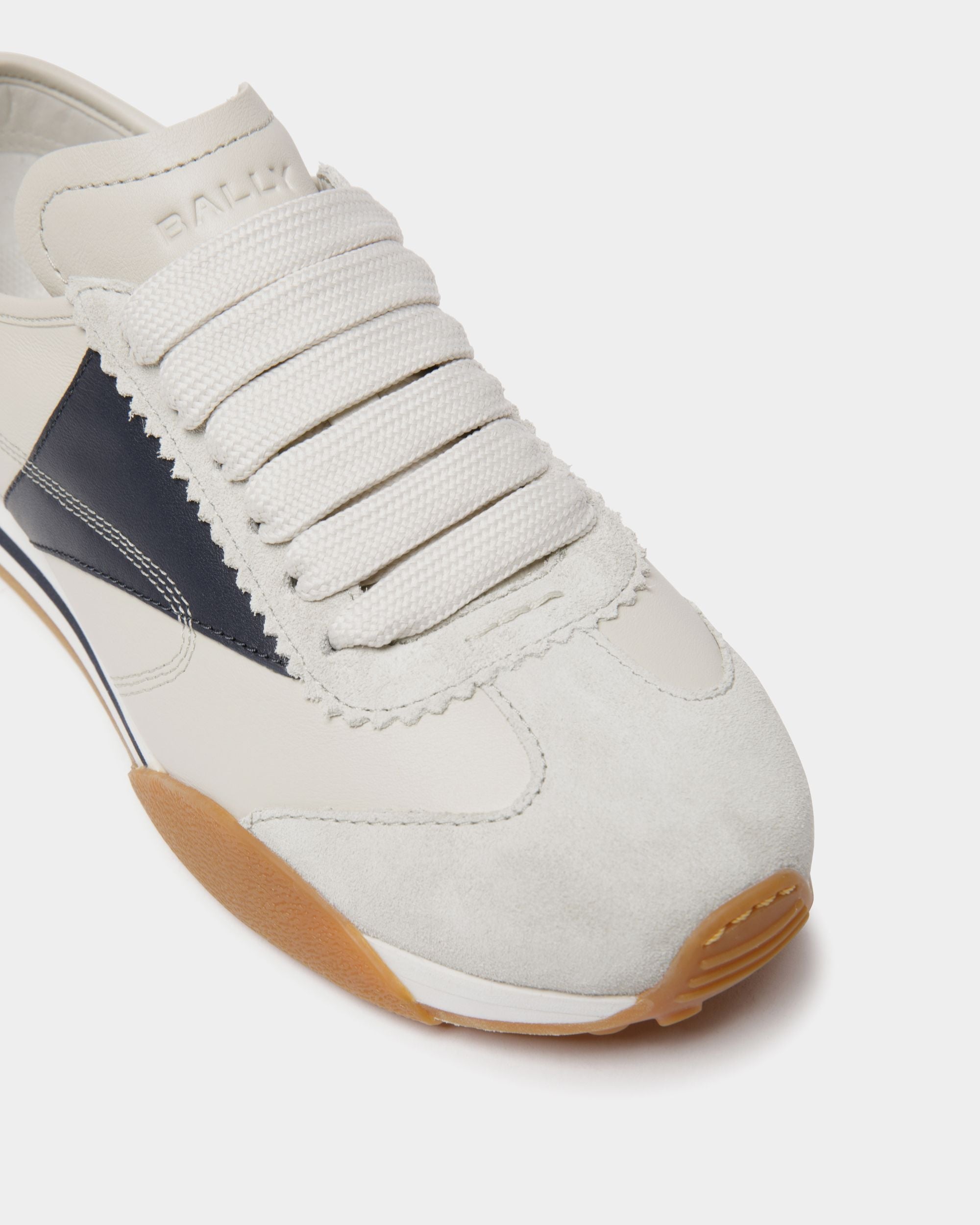 Bally Global - Sussex Sneaker In White And Navy Blue Leather - White