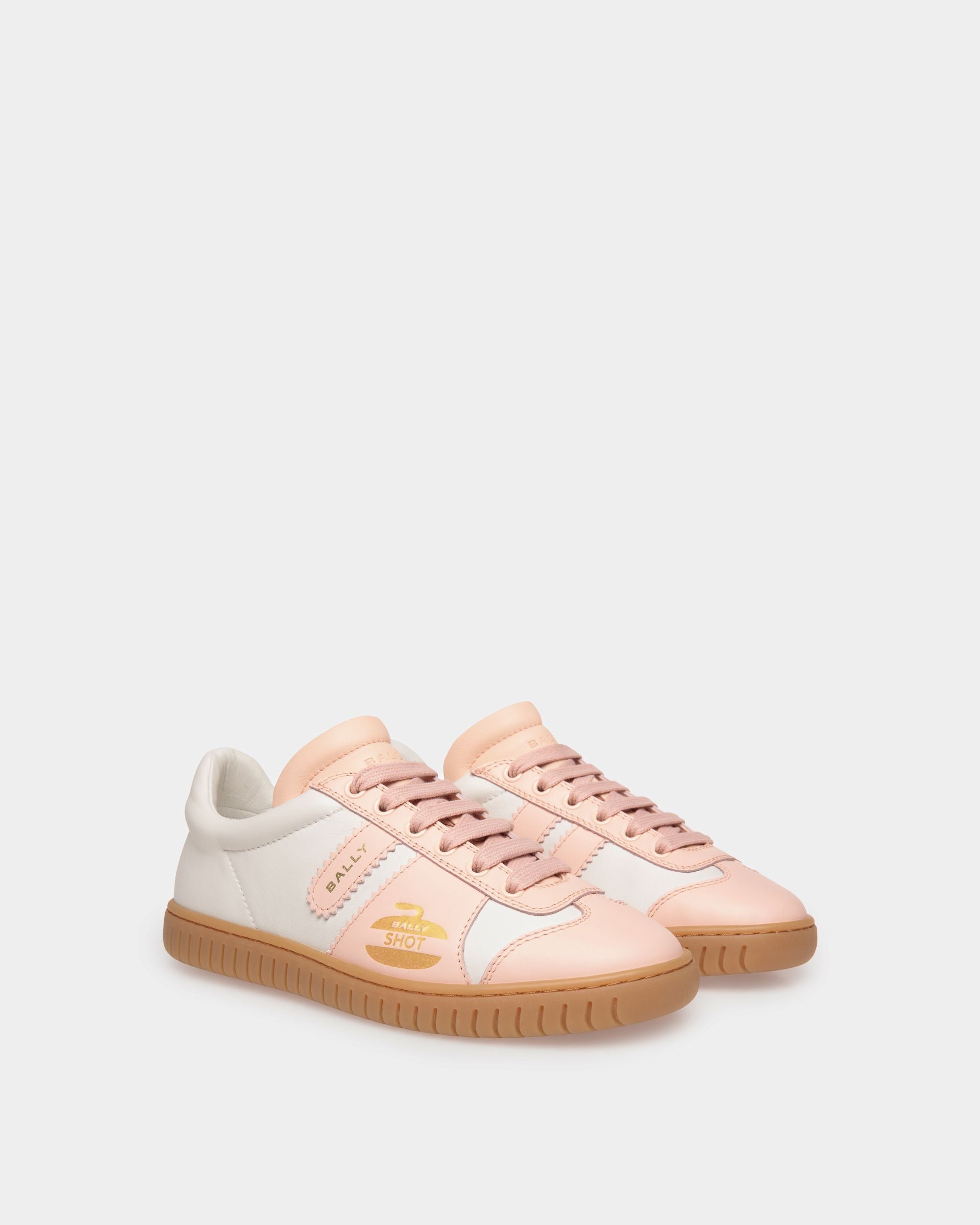 Bally Global - Player Sneaker in White and Baby Pink Leather - Multicolor