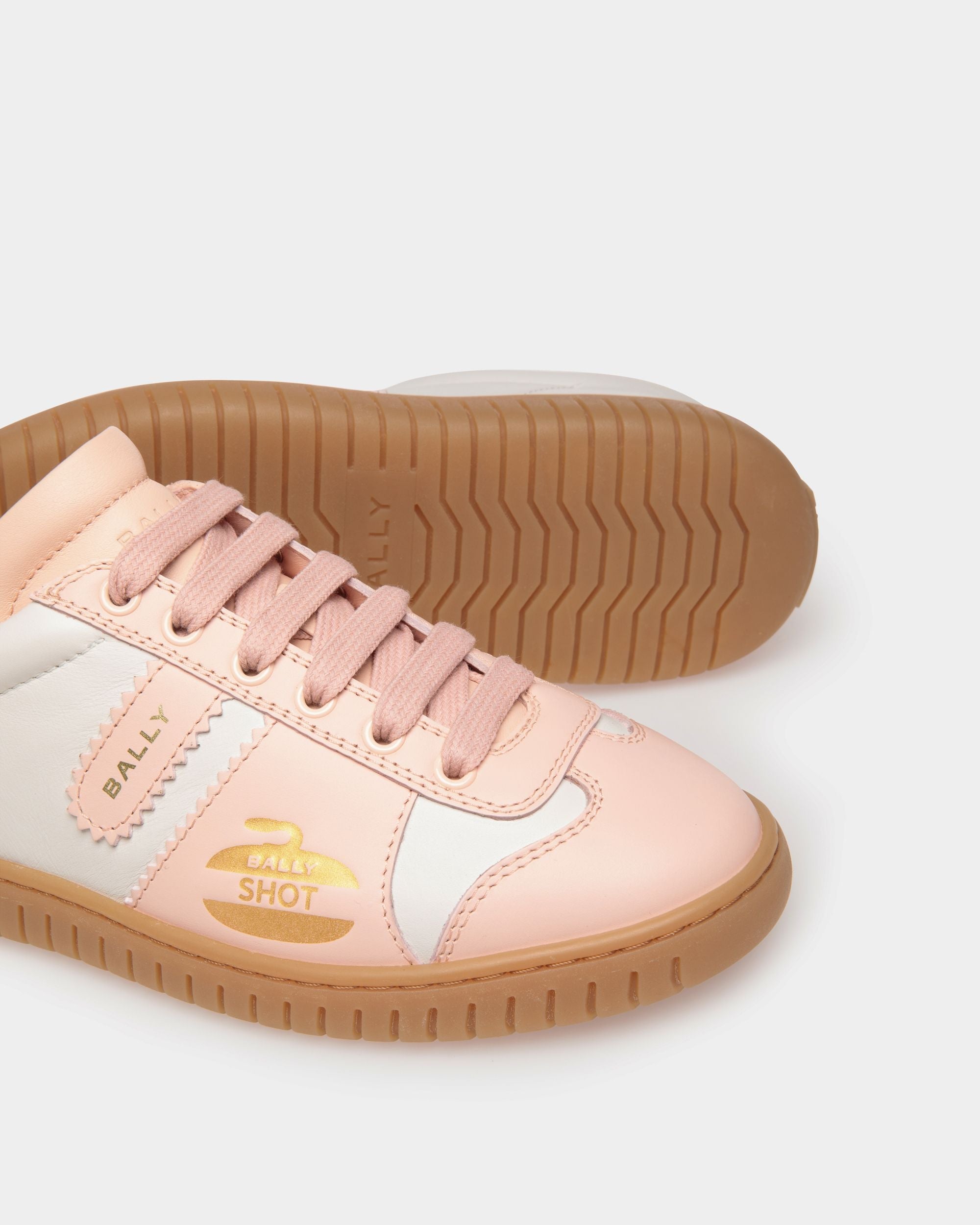 Bally Global - Player Sneaker in White and Baby Pink Leather - Multicolor