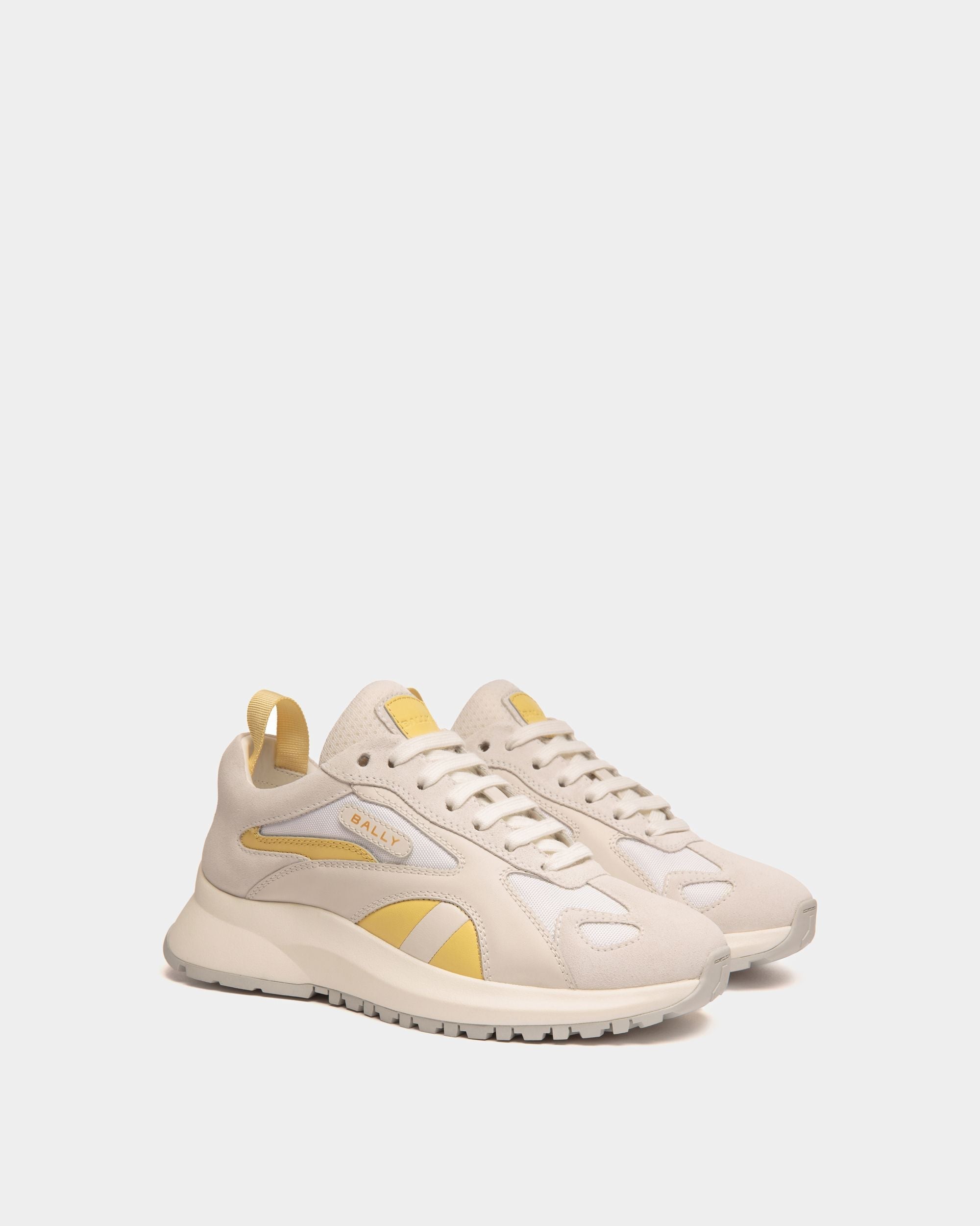 Bally Global - Sneaker Outline En Tissu Blanc Et Jaune - Multicolore