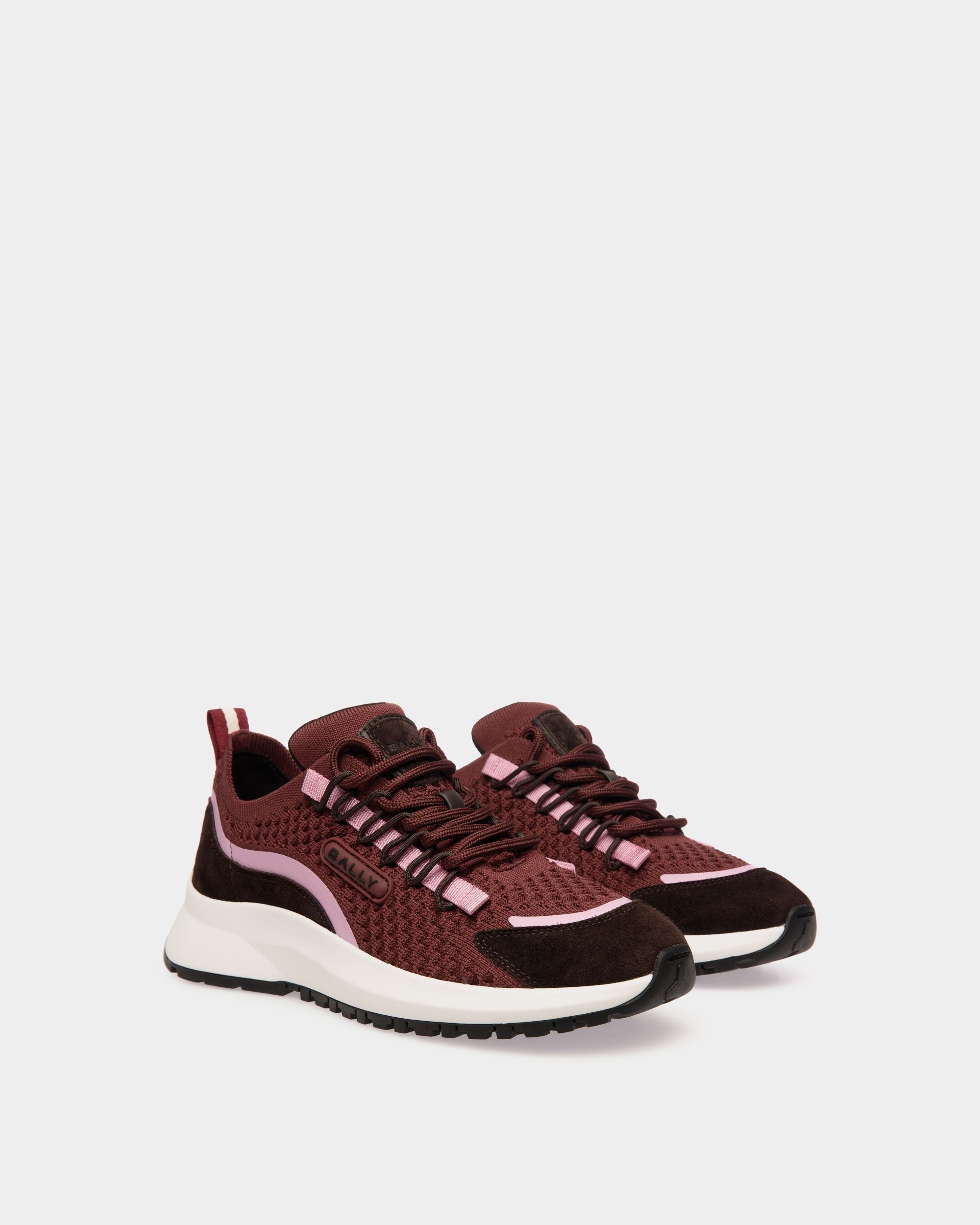 Bally Global - Outline Sneaker In Andorra Knit Fabric - Burgundy
