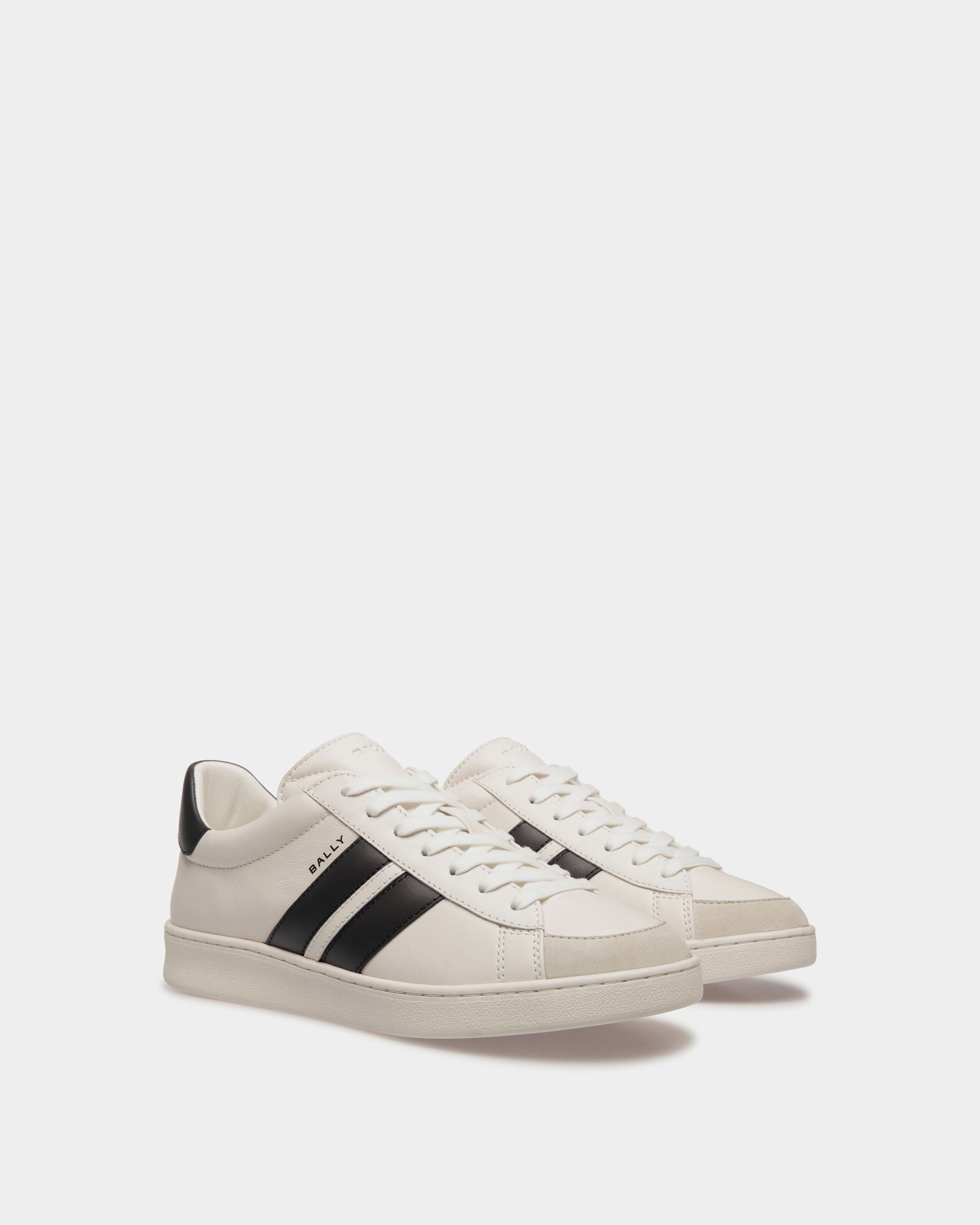 Bally Global - Zapatilla Tennis De Piel Blanca Y Negra - Negro