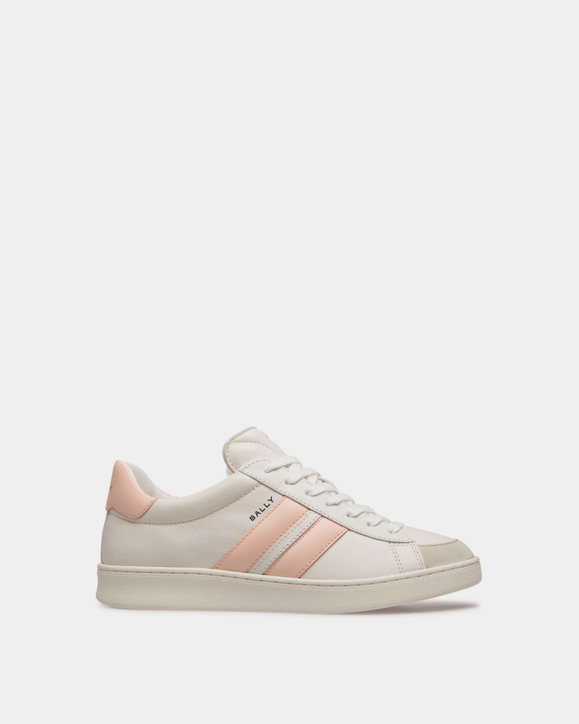 Bally Global - Tennis Sneaker in White and Baby Pink Leather - Pink