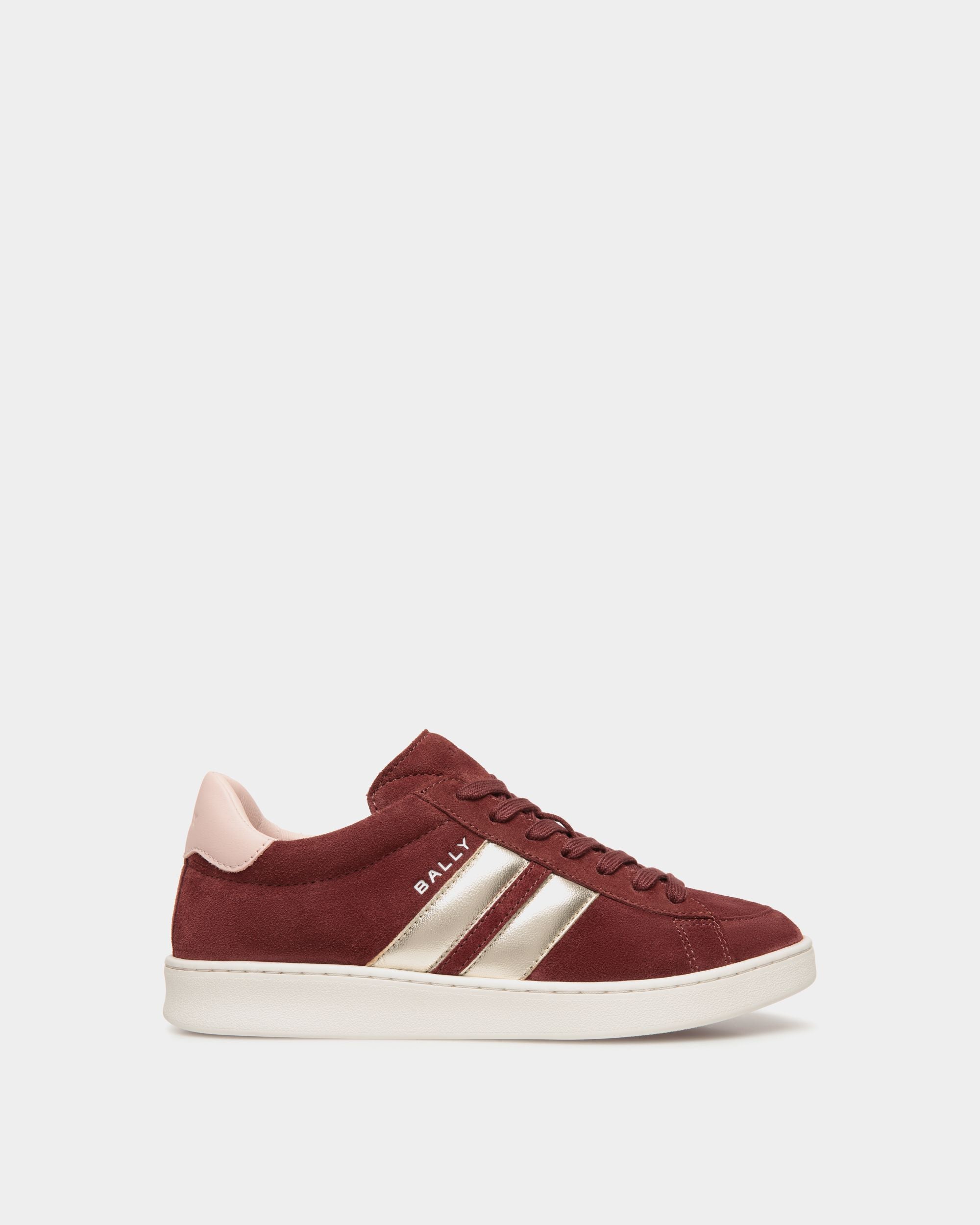 Bally Global - Tennis Sneaker In Andorra and Light Pink Suede Leather - Burgundy