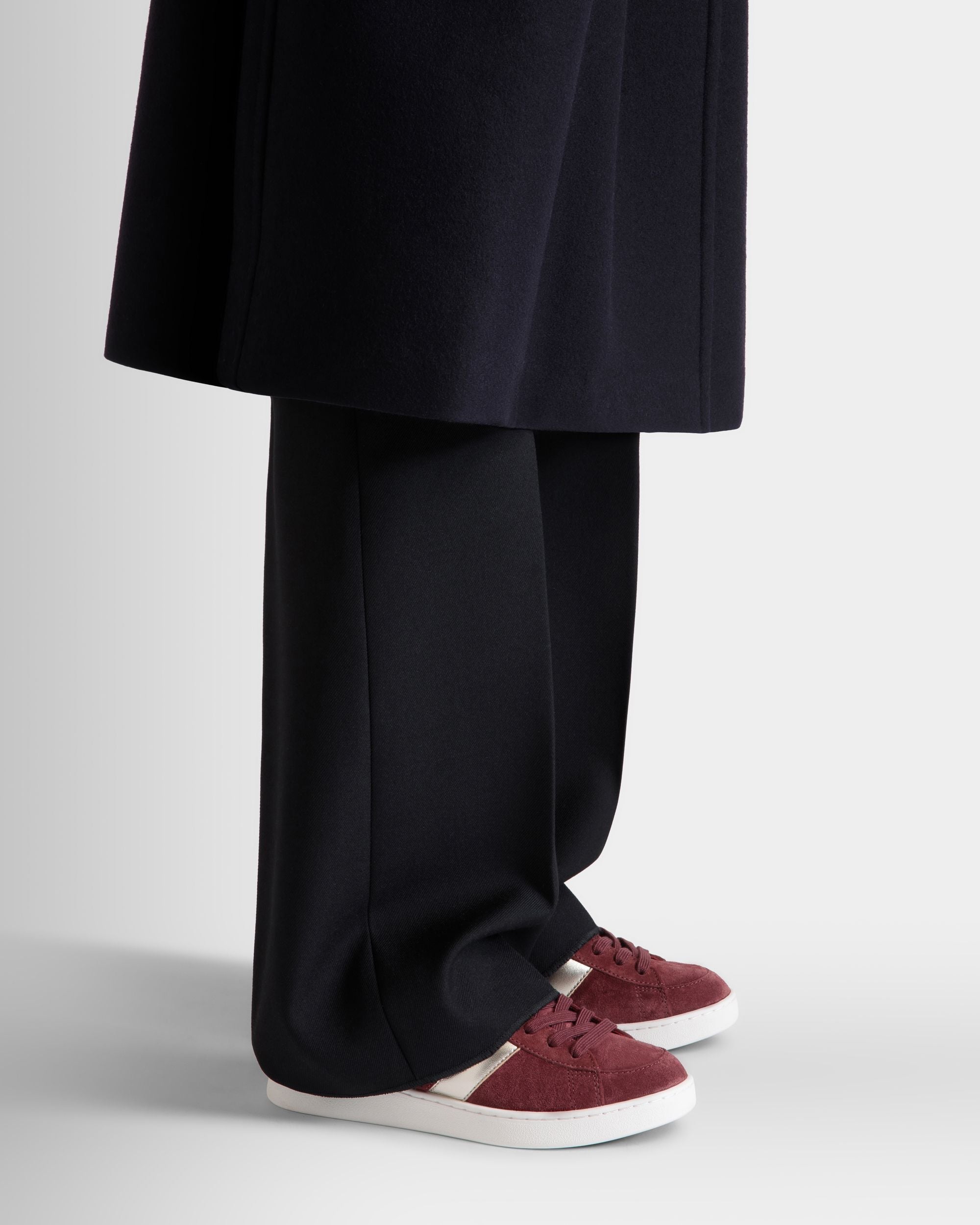 Bally Global - Tennis Sneaker In Andorra and Light Pink Suede Leather - Burgundy