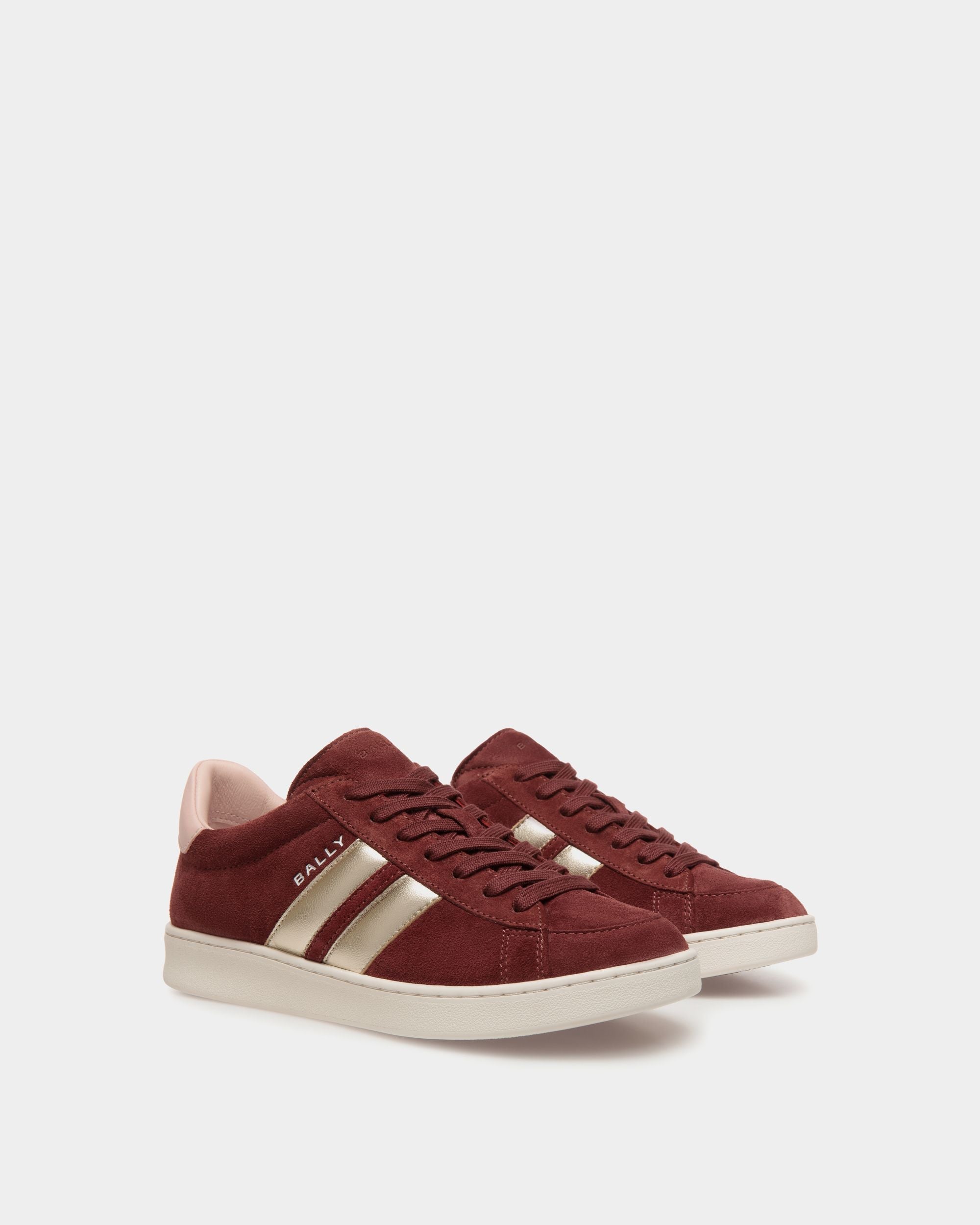 Bally Global - Tennis Sneaker In Andorra and Light Pink Suede Leather - Bordeaux