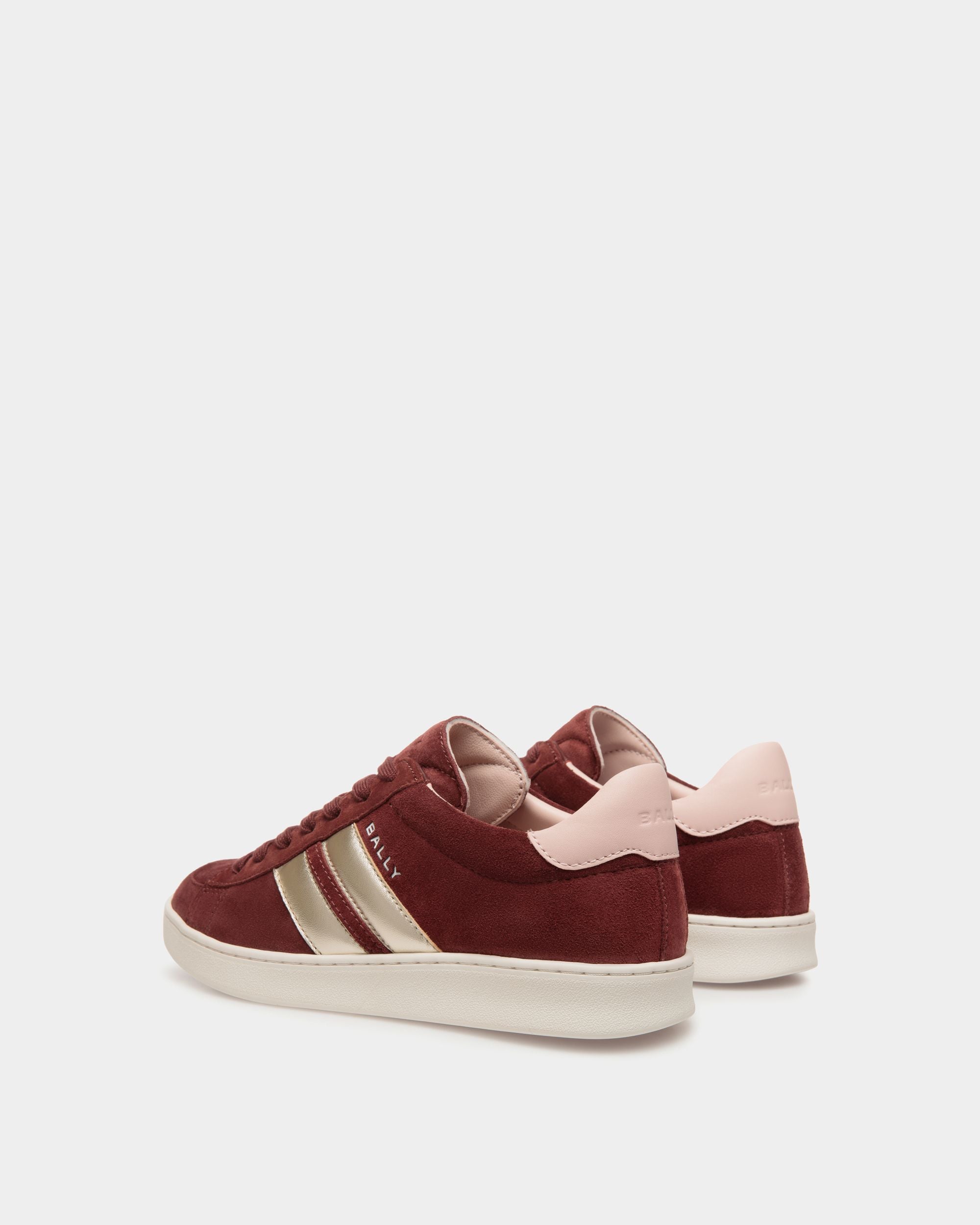 Bally Global - Tennis Sneaker In Andorra and Light Pink Suede Leather - Bordeaux