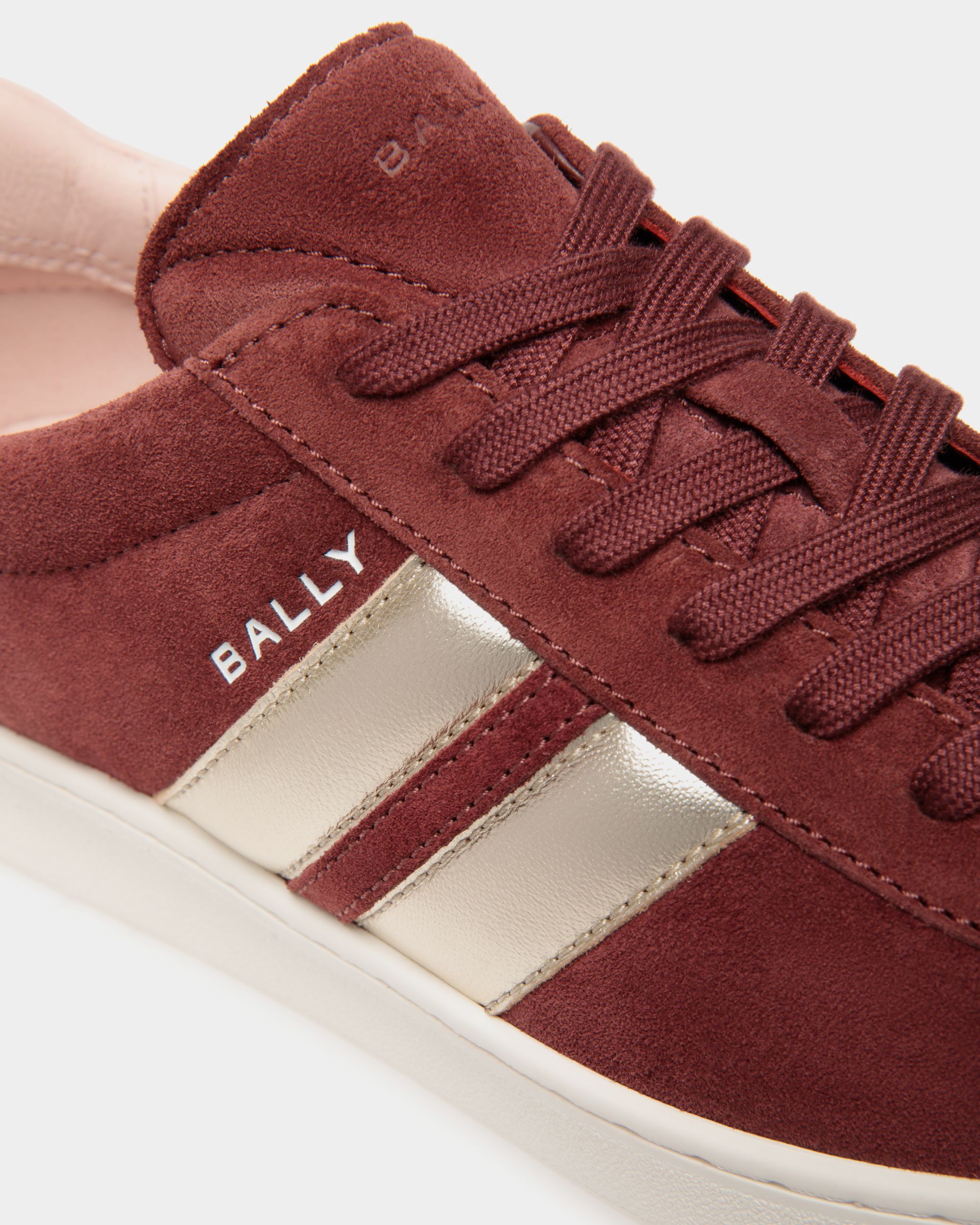Bally Global - Tennis Sneaker In Andorra and Light Pink Suede Leather - Bordeaux