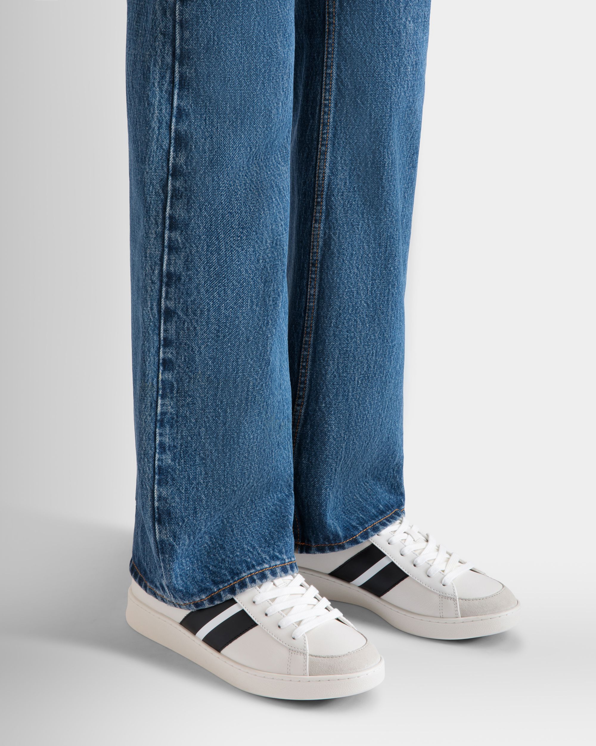 Bally Global - Zapatilla Tennis De Piel En Blanco Y Negro - Blanco