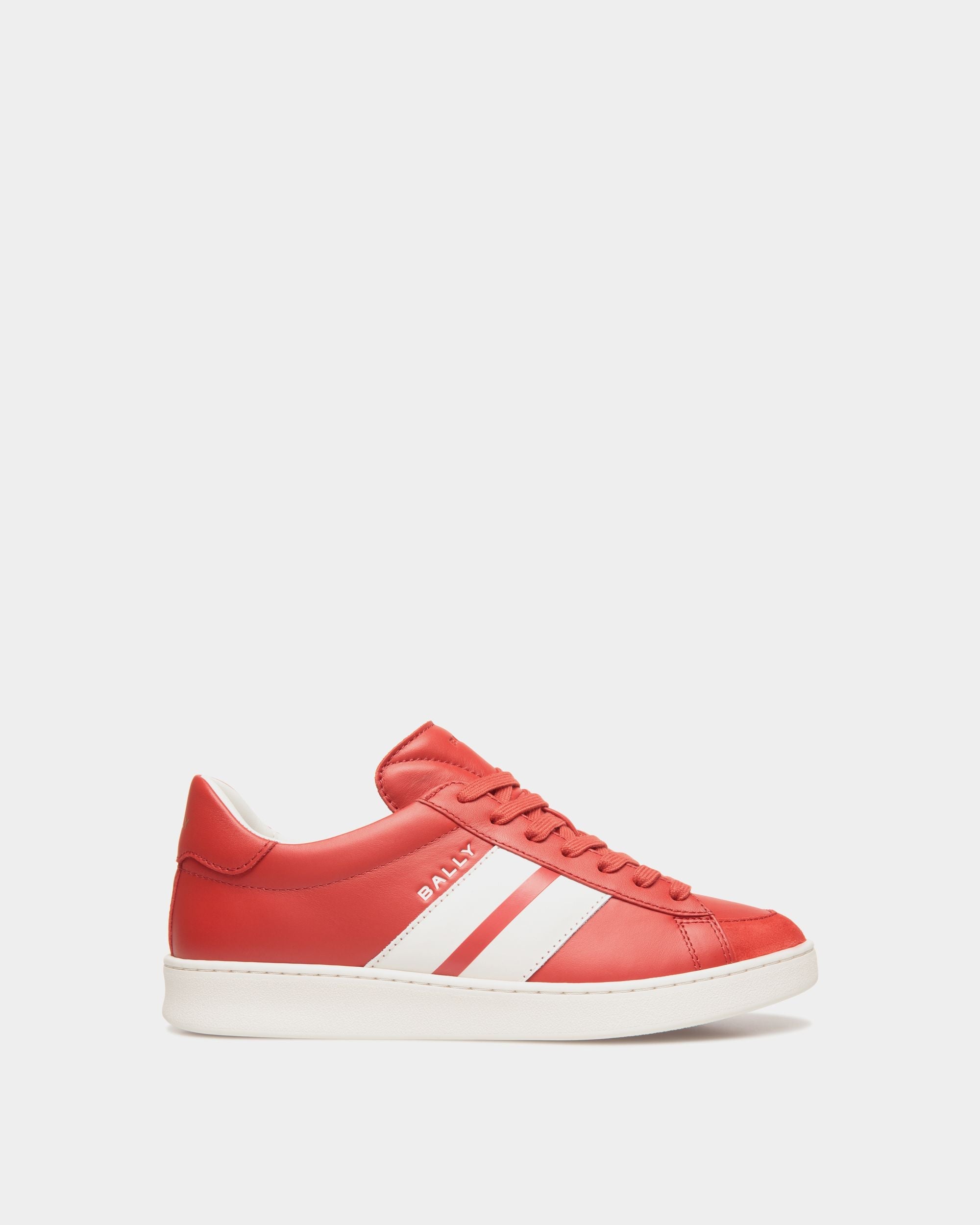 Bally Global - Tennis Sneaker In Candy Red And White Leather - Rouge