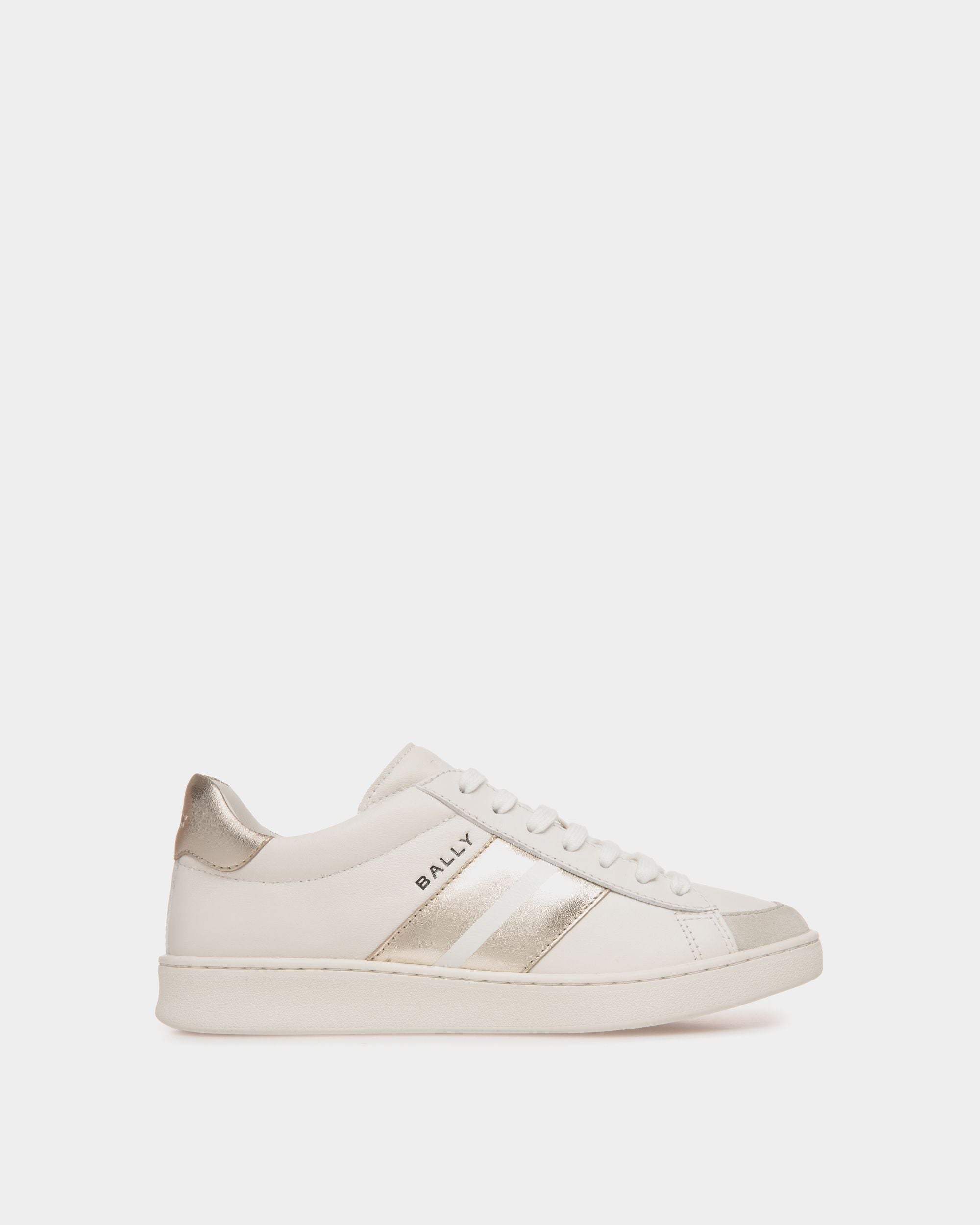 Bally Global - Tennis Sneaker In White And Gold Leather - White