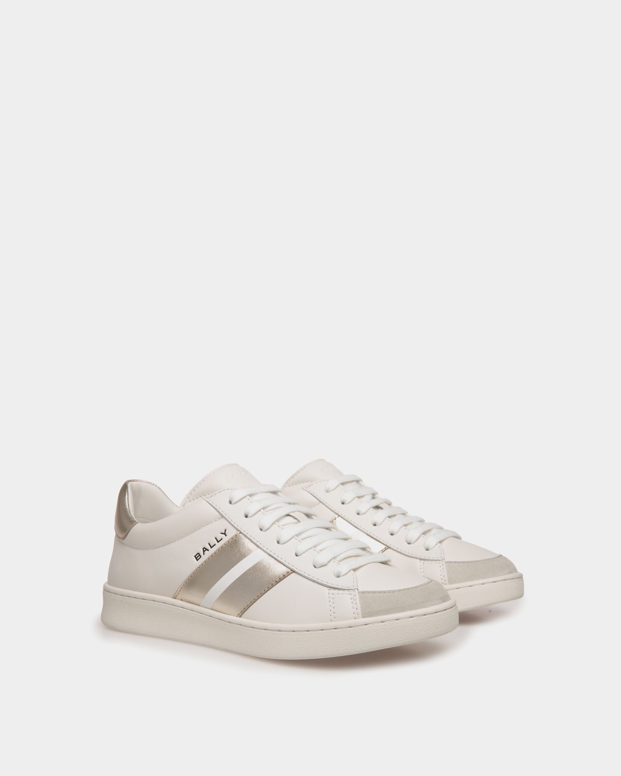 Bally Global - Tennis Sneaker In White And Gold Leather - White