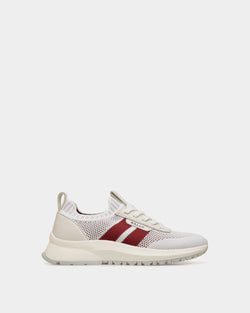 Outline Sneaker in White and Red Knit