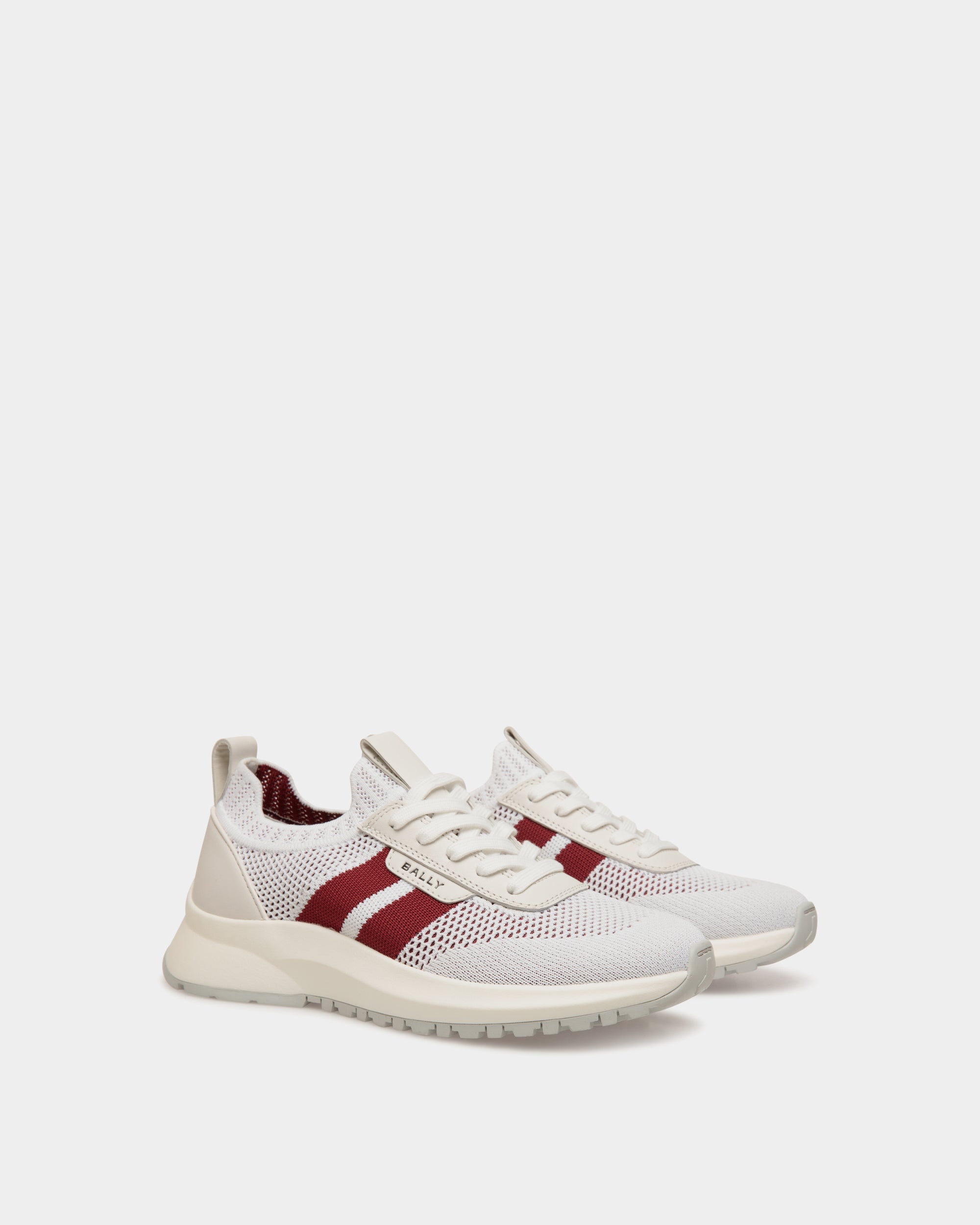 Bally Global - Outline Sneaker in White and Red Knit - White