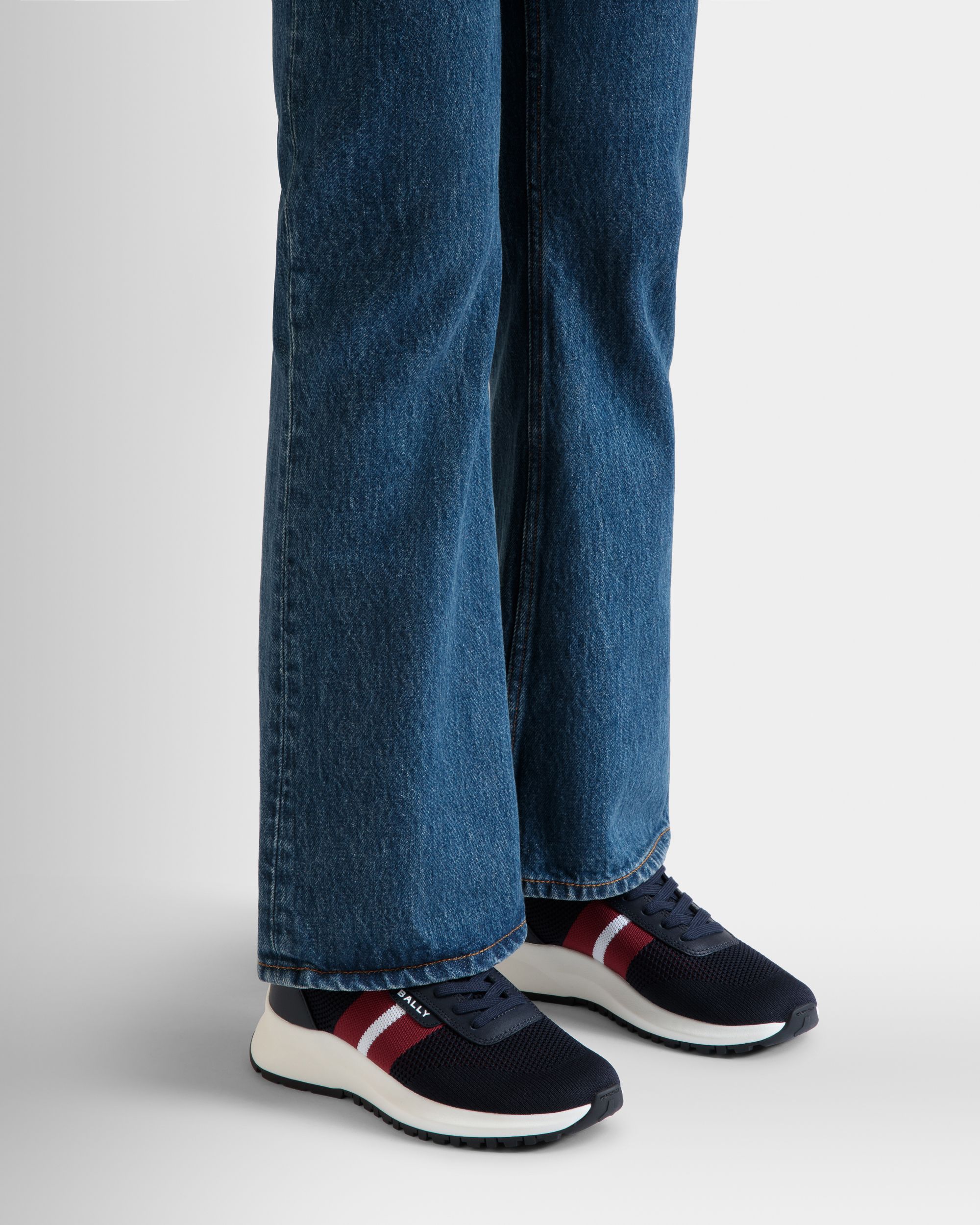 Bally Global - Outline Sneaker in Navy Blue Knit - Blue