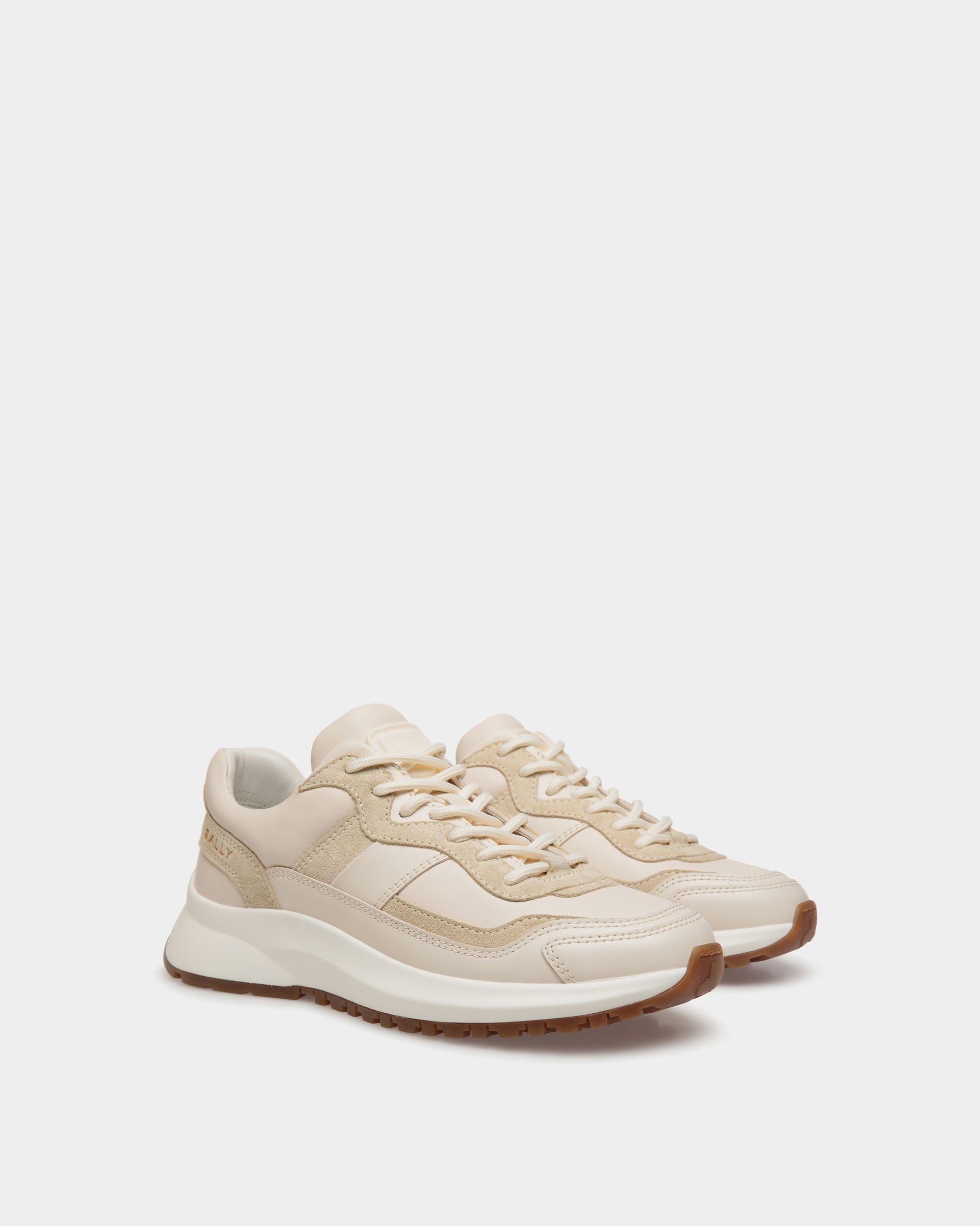 Bally Global - Outline Sneaker in Ivory and Champagne Leather - White