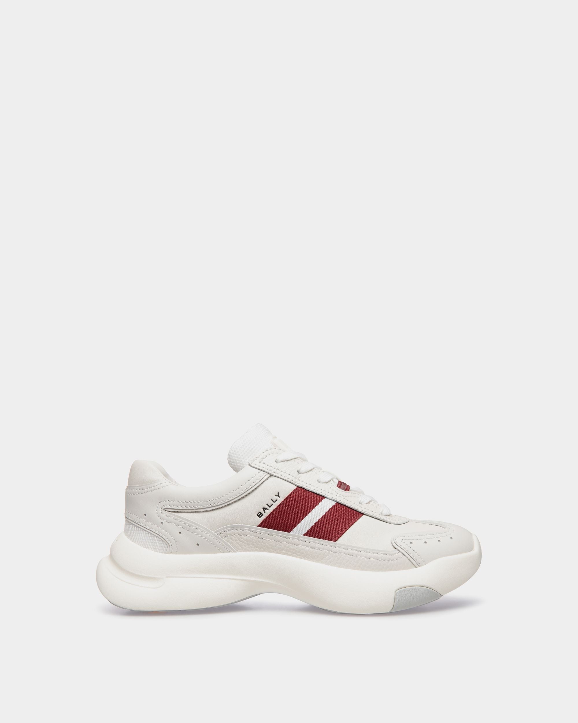 Bally Global - Dune Sneaker in White Leather with a Red Bally Ribbon - White