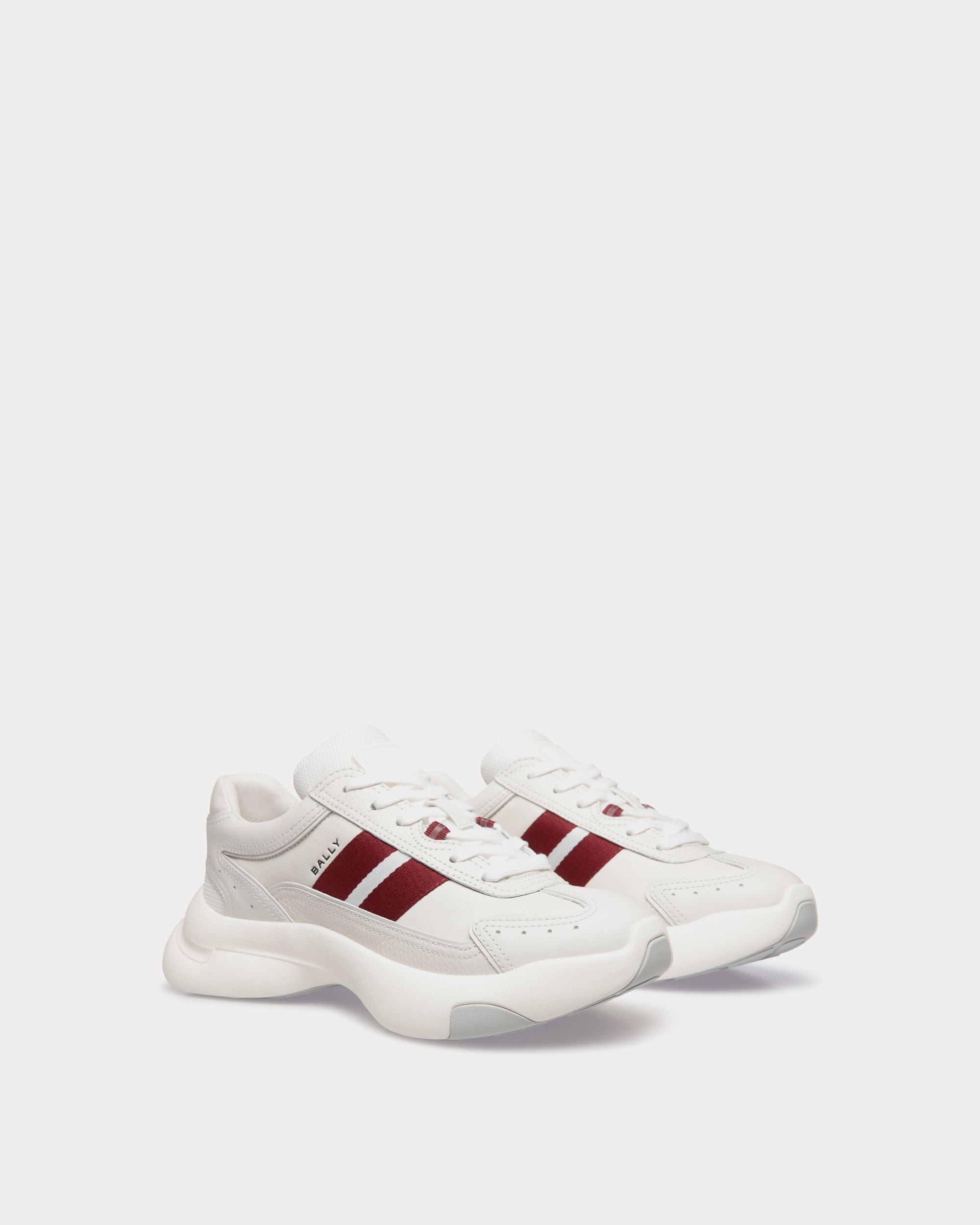 Bally Global - Dune Sneaker in White Leather with a Red Bally Ribbon - White