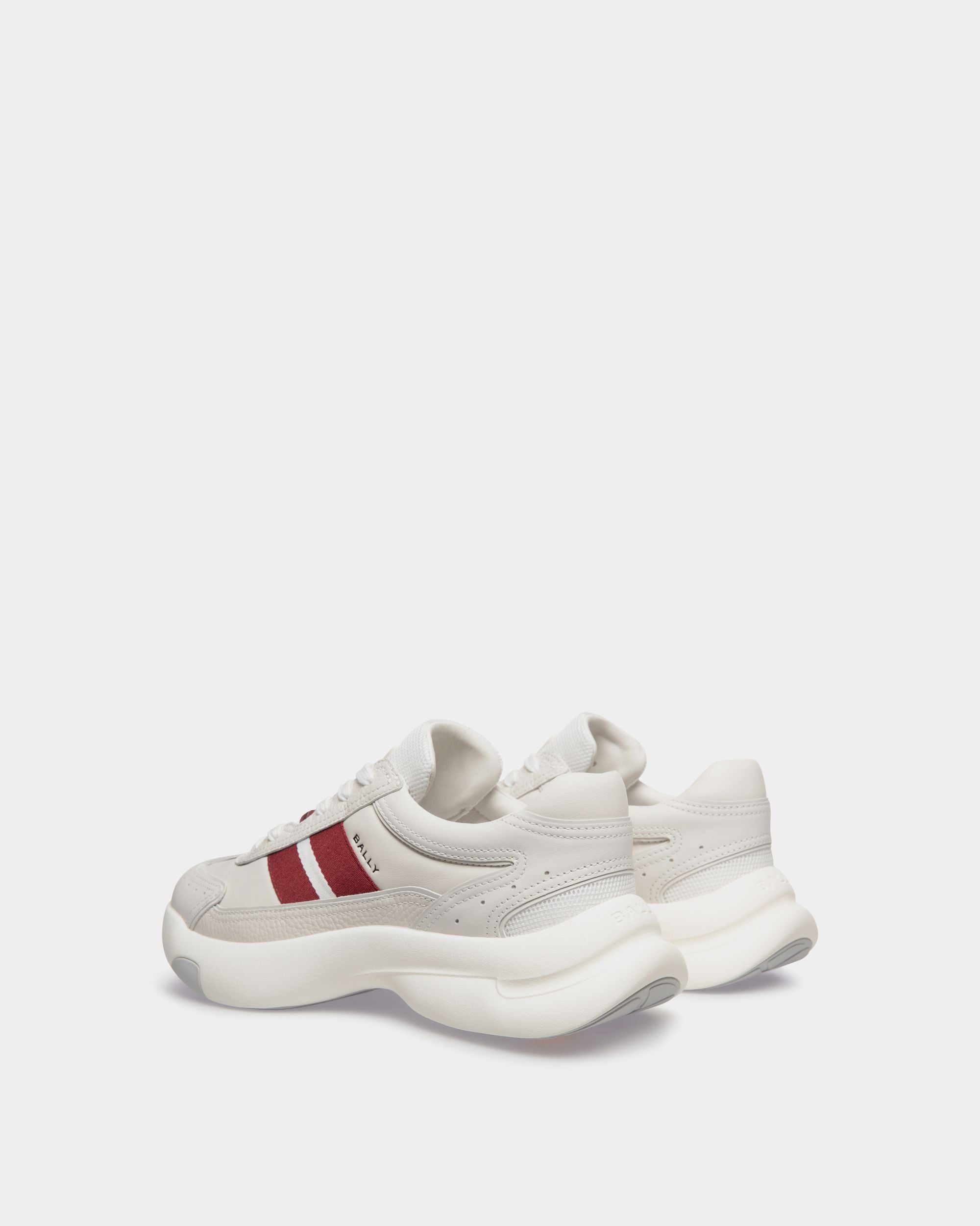 Bally Global - Dune Sneaker in White Leather with a Red Bally Ribbon - White
