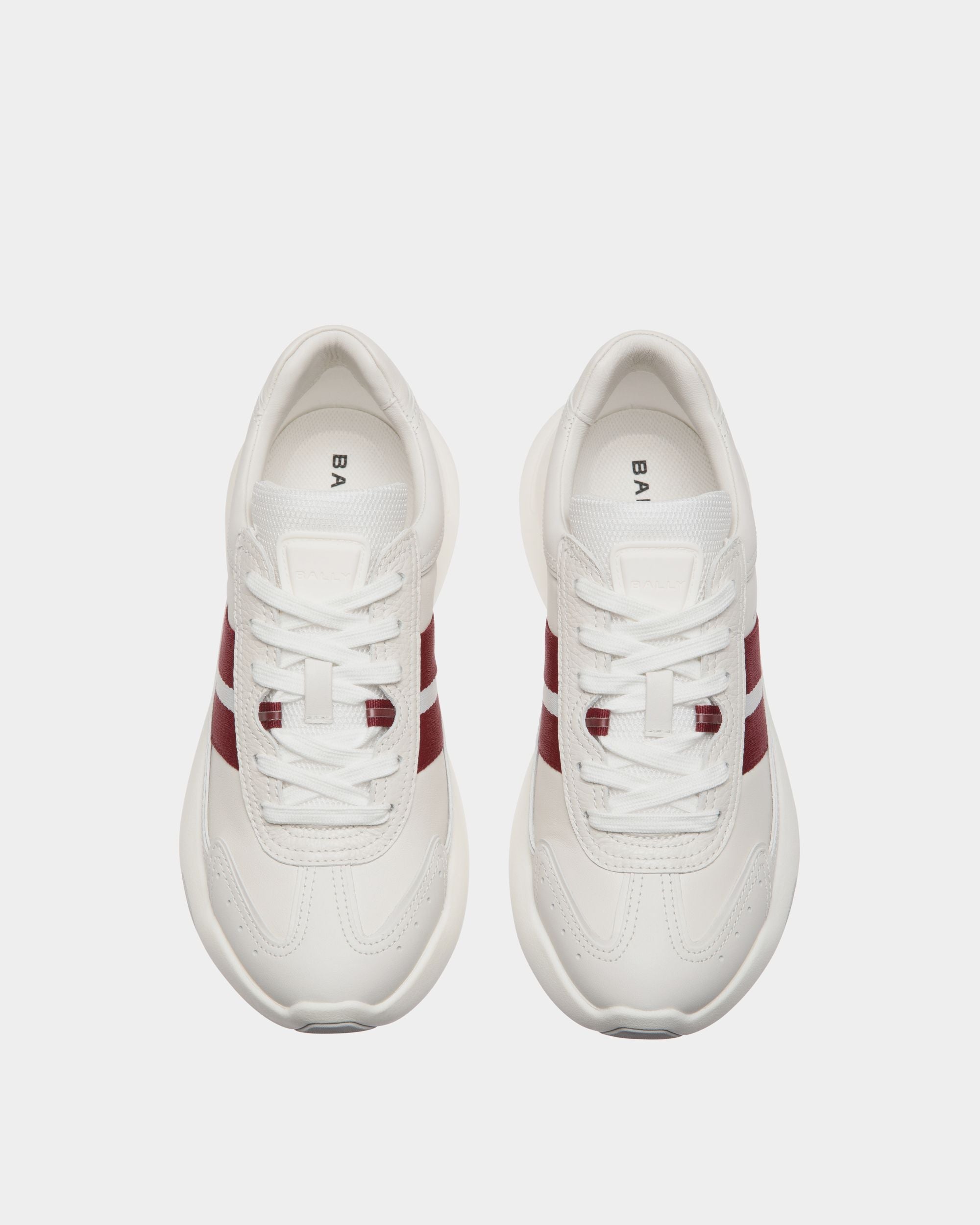 Bally Global - Dune Sneaker in White Leather with a Red Bally Ribbon - White