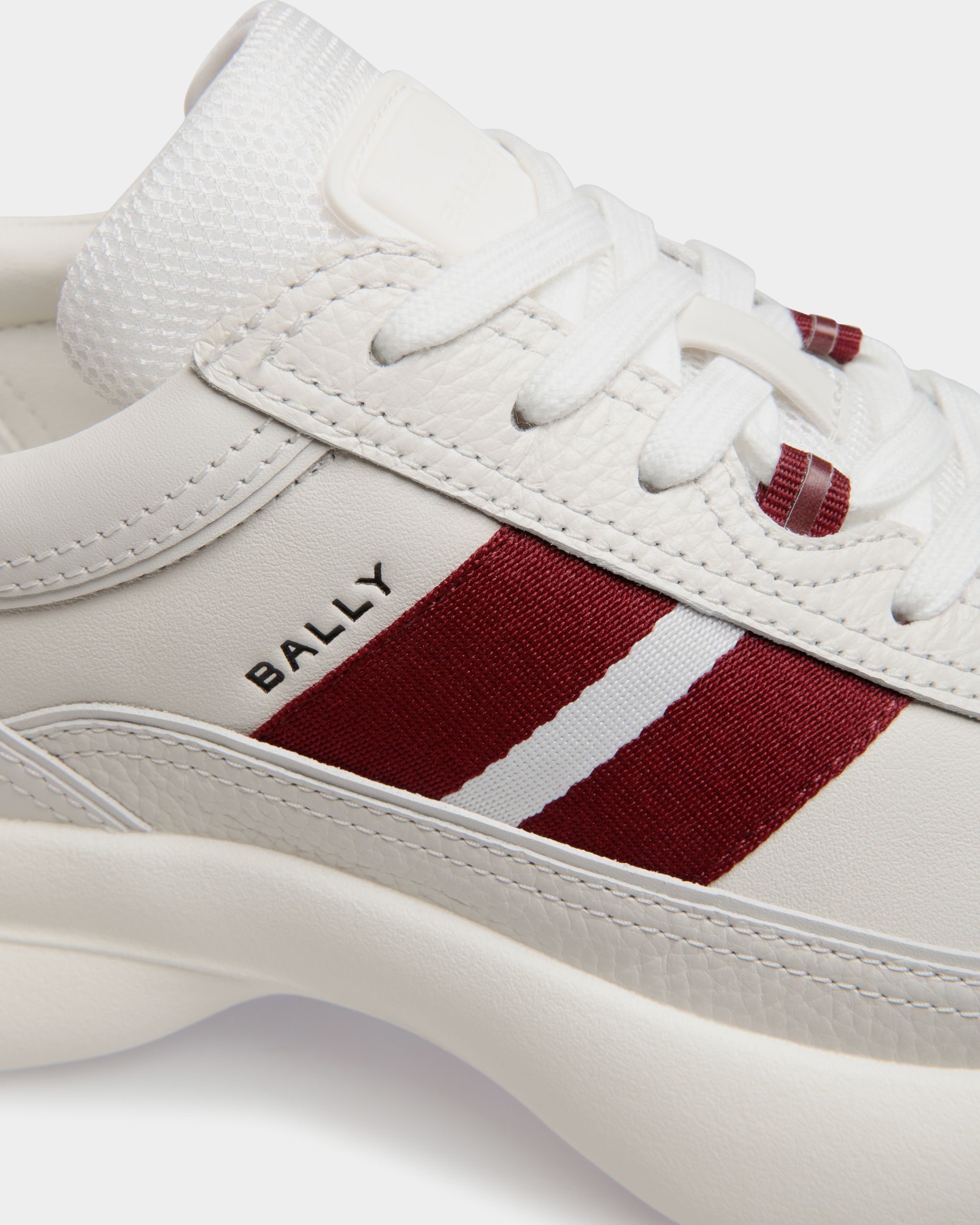 Bally Global - Dune Sneaker in White Leather with a Red Bally Ribbon - White
