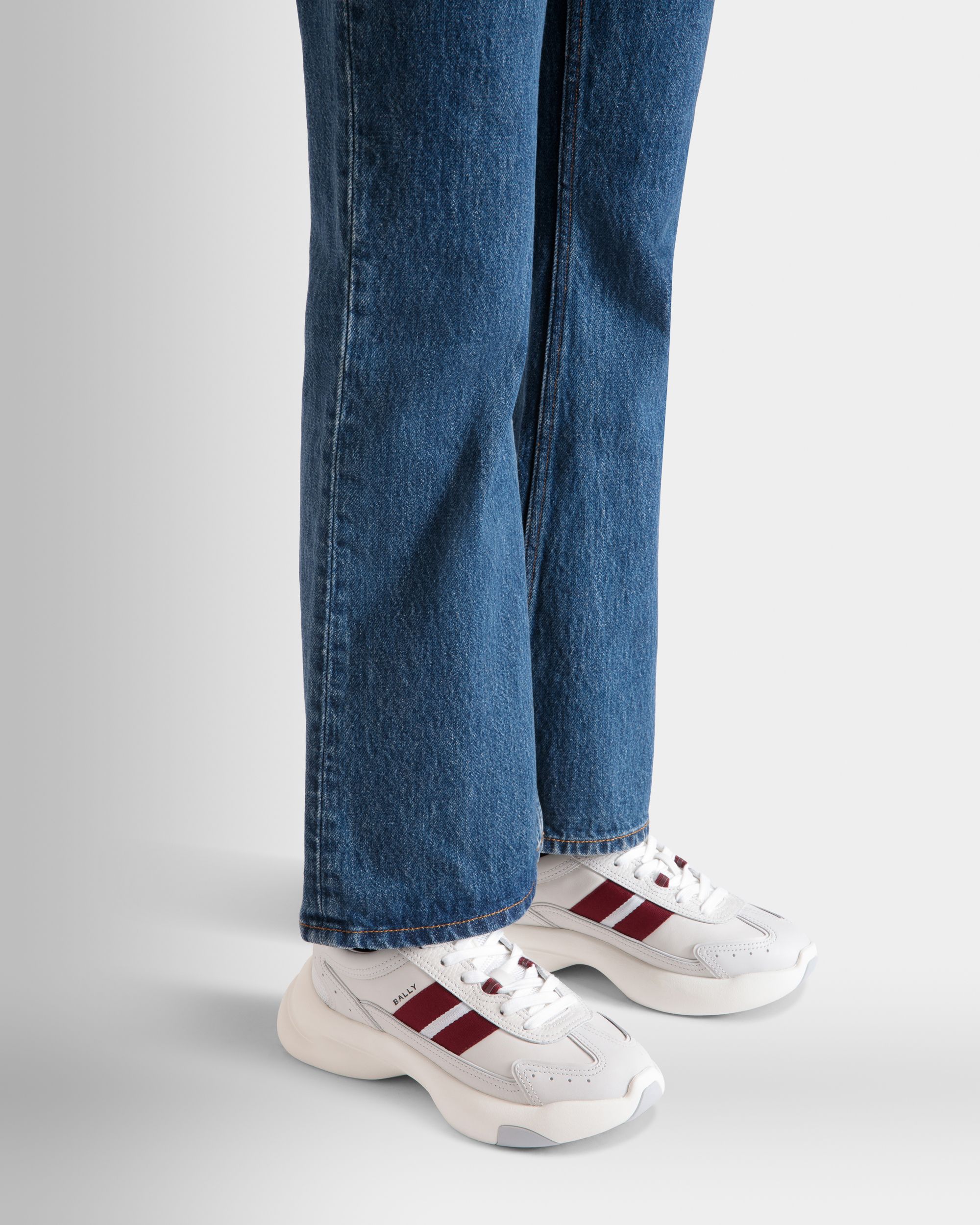 Bally Global - Dune Sneaker in White and Red Leather - White