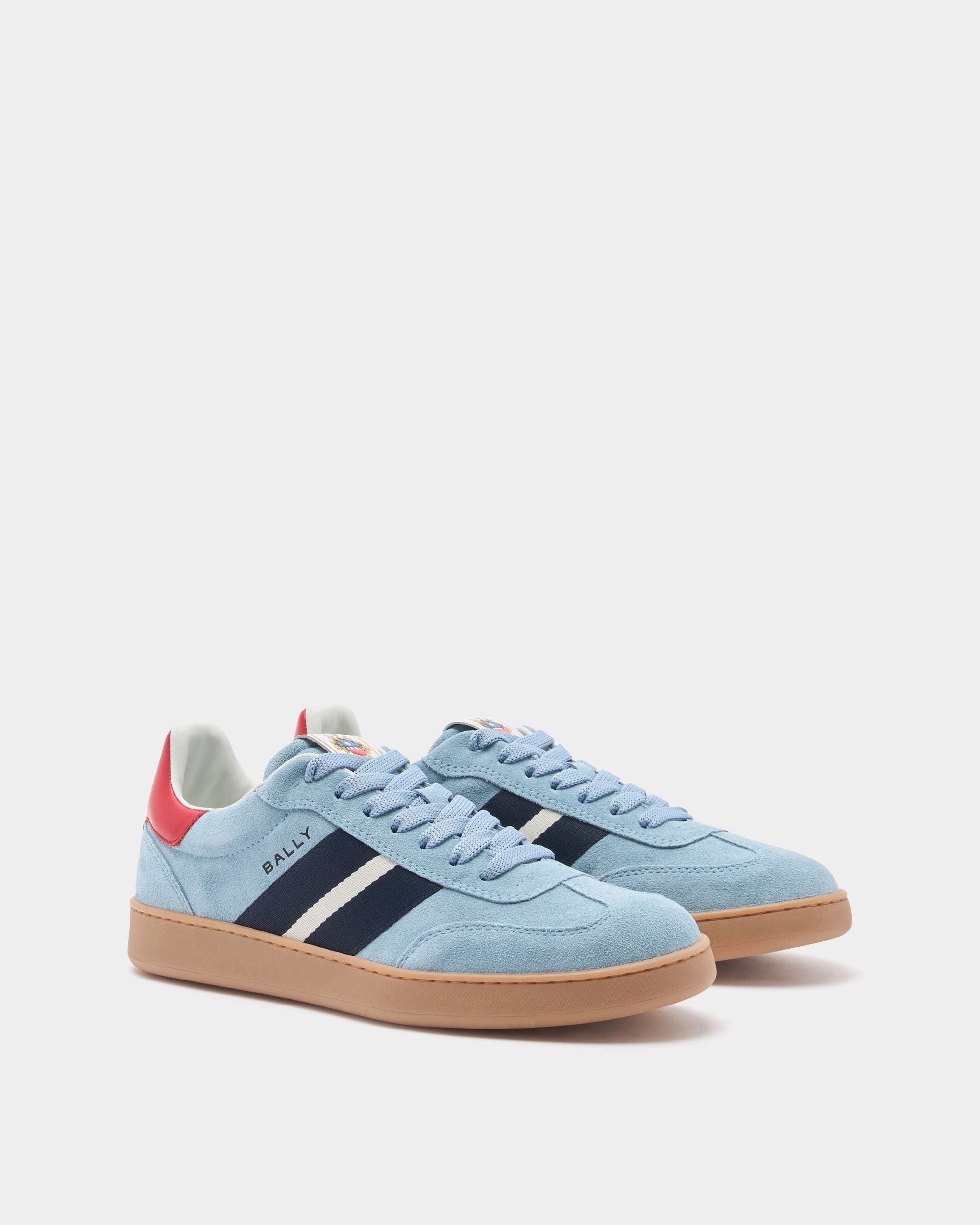 Bally Global - Retro Crest Sneaker in Light Blue Suede - Blue