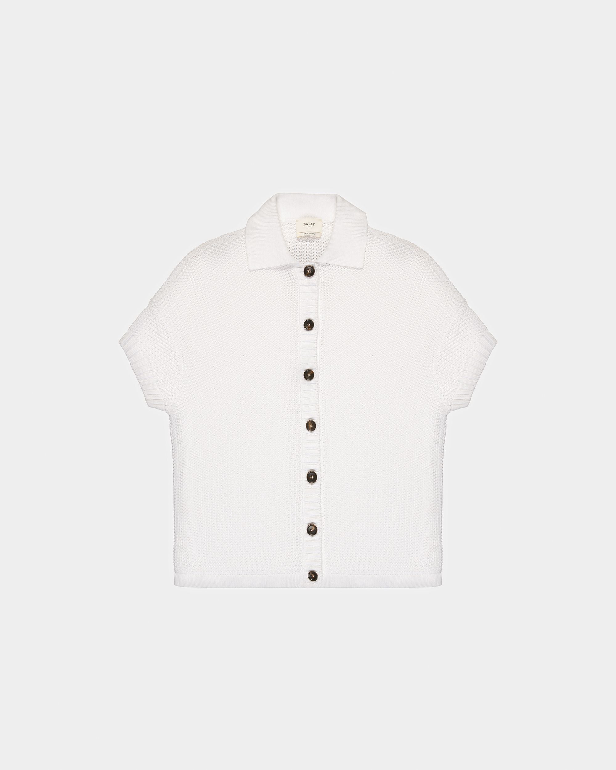 Bally Global - Cotton Knitted Cardigan In Bone - Blanc