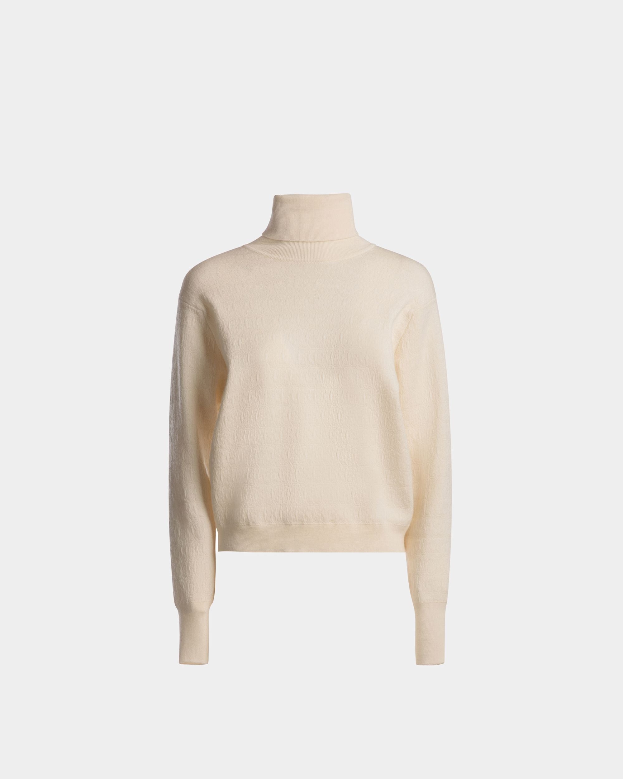 Bally Global - Roll Neck Sweater In Bone Wool - Blanc