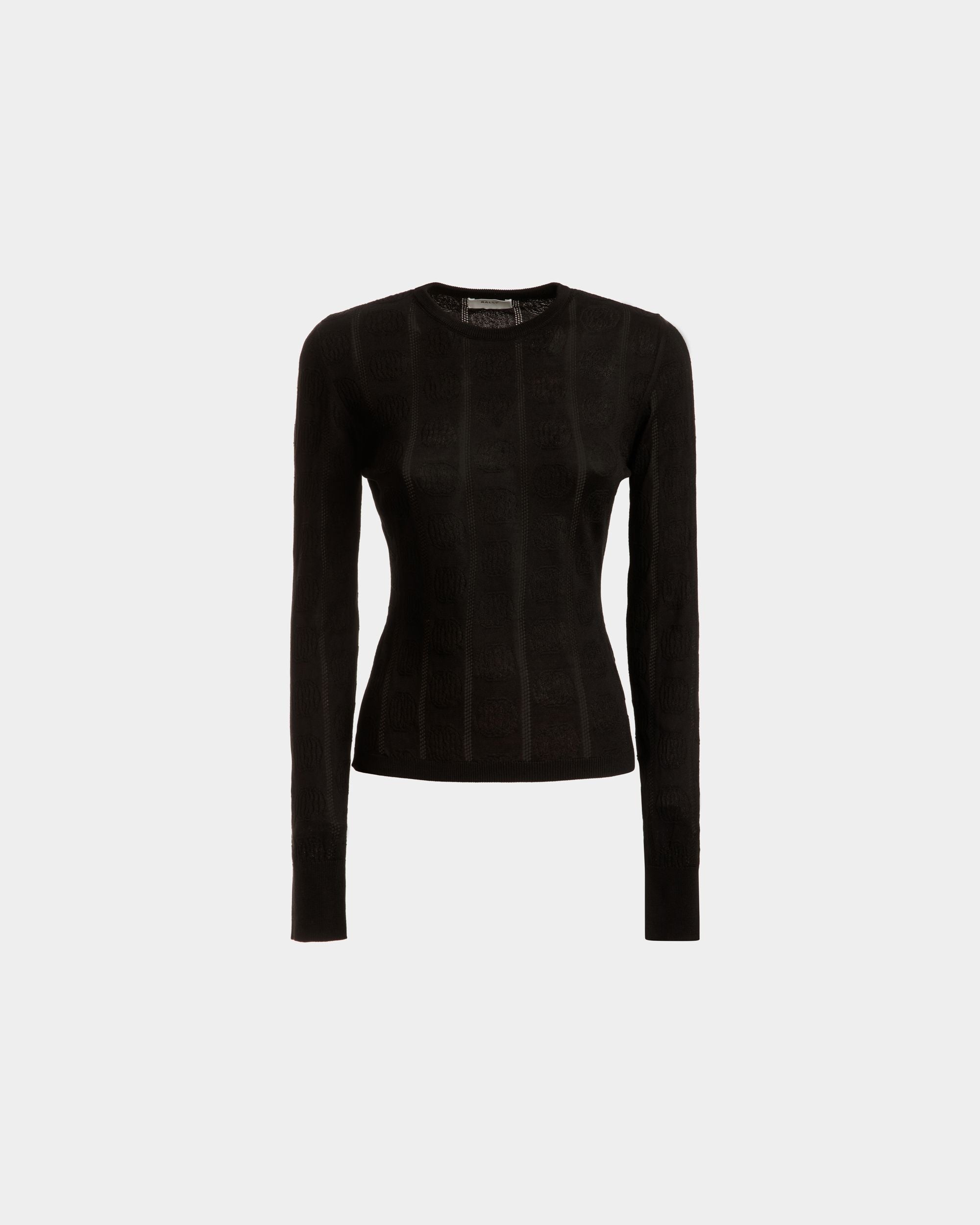 Bally Global - Crewneck Top In Black Cotton And Silk - Noir