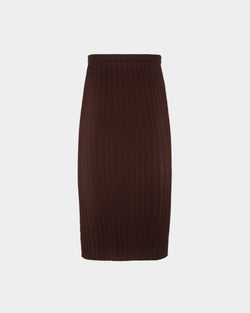 Midi Skirt in Brown Cable Knit Fabric