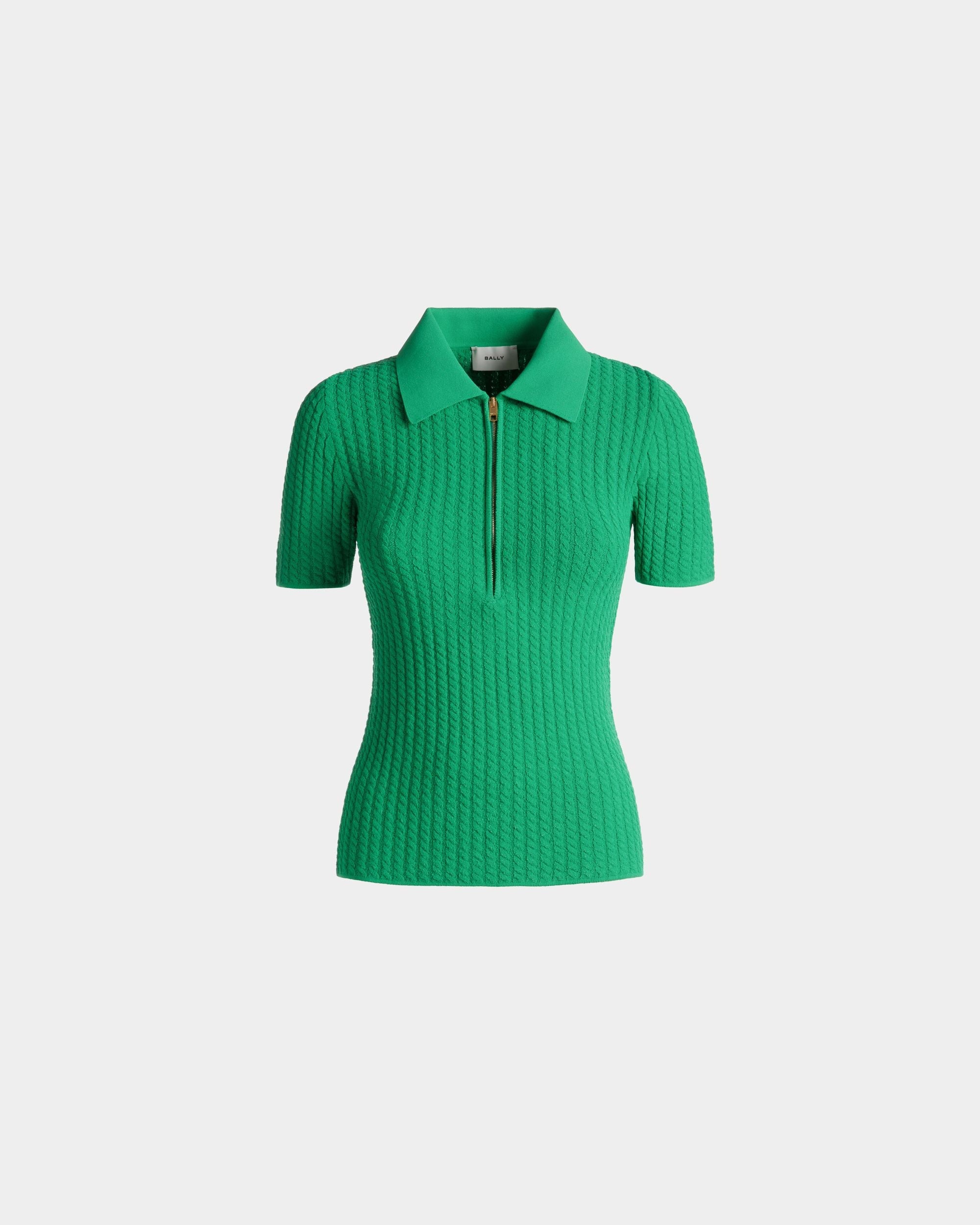 Bally Global - Half Zip Polo Shirt in Knit Fabric - Green
