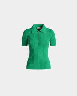Half Zip Polo Shirt in Knit Fabric