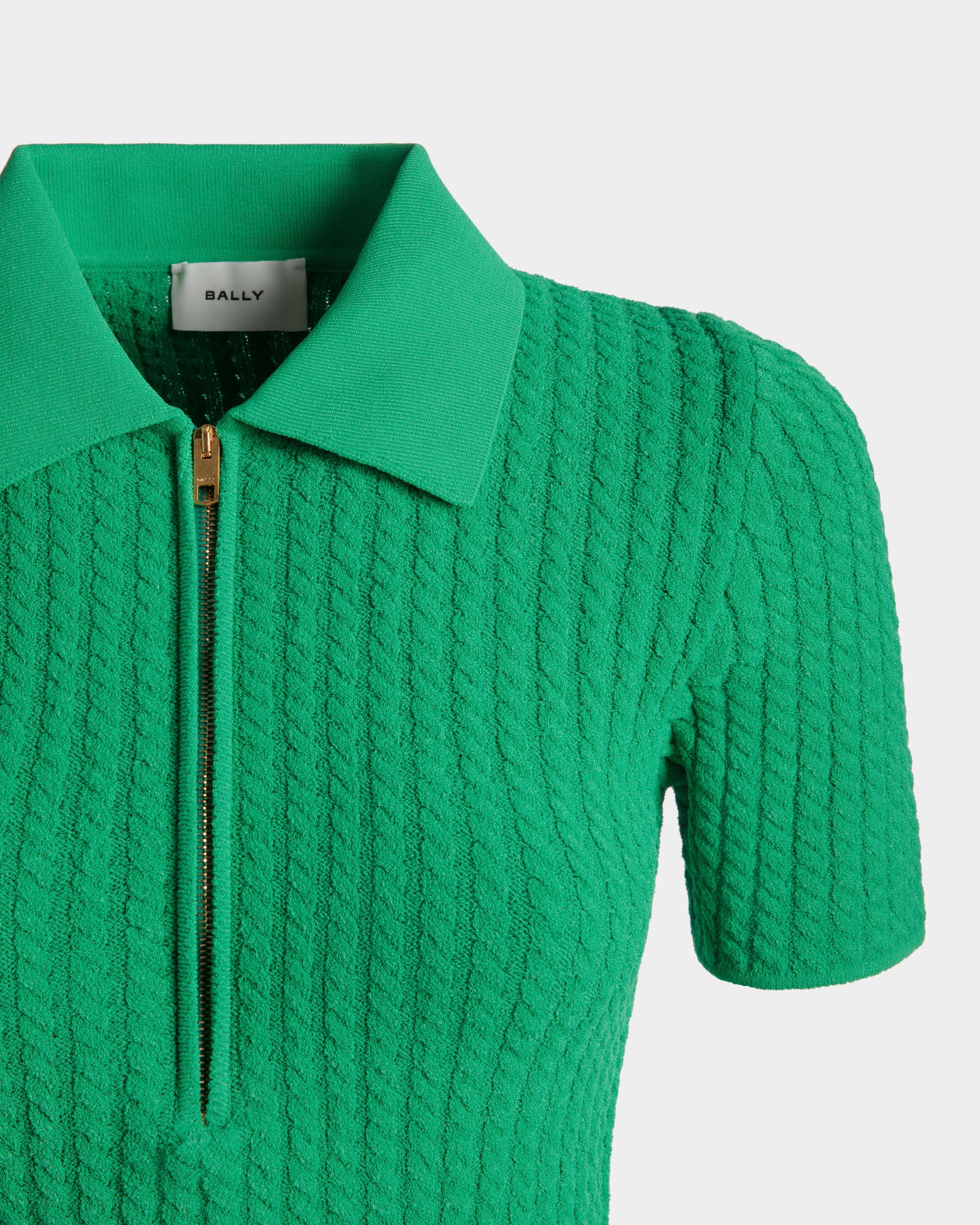 Bally Global - Half Zip Polo Shirt in Knit Fabric - Green