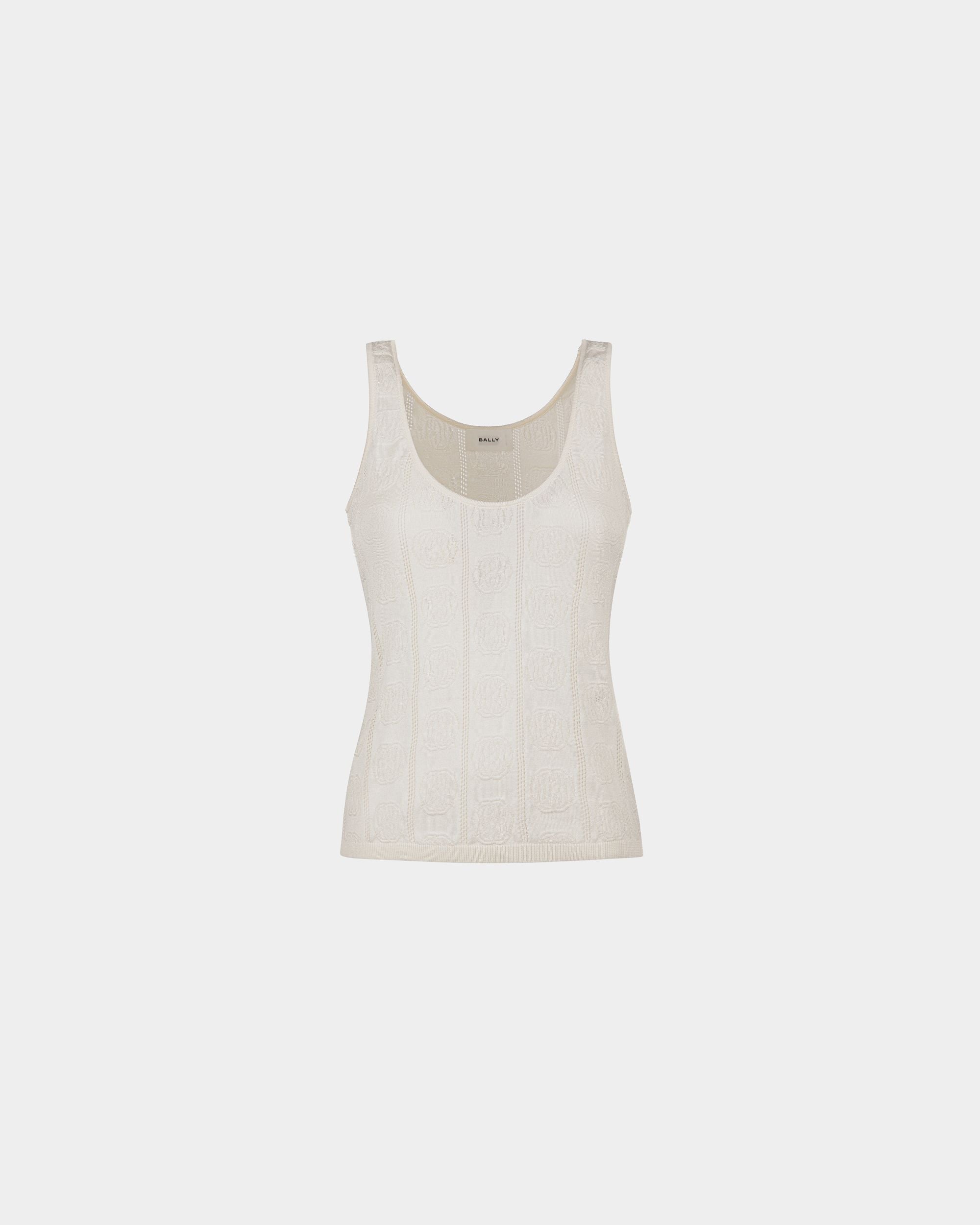 Bally Global - Tank Top In White Silk And Cotton - Blanc