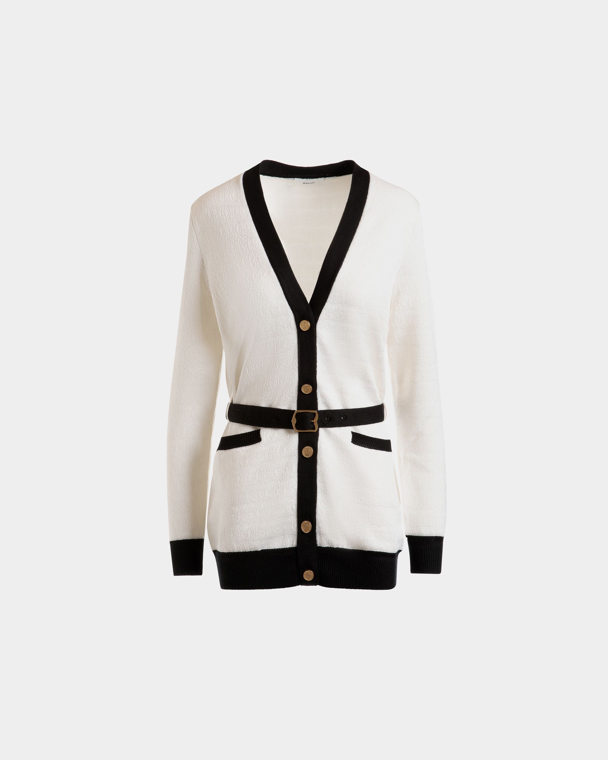 Bally Global - Light Beige And Black Cardigan - Multicolore