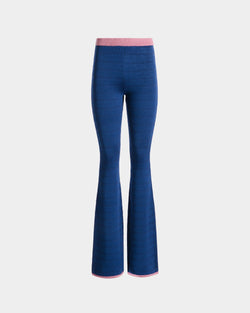 Flare-leg Pants in Blue Knit Viscose
