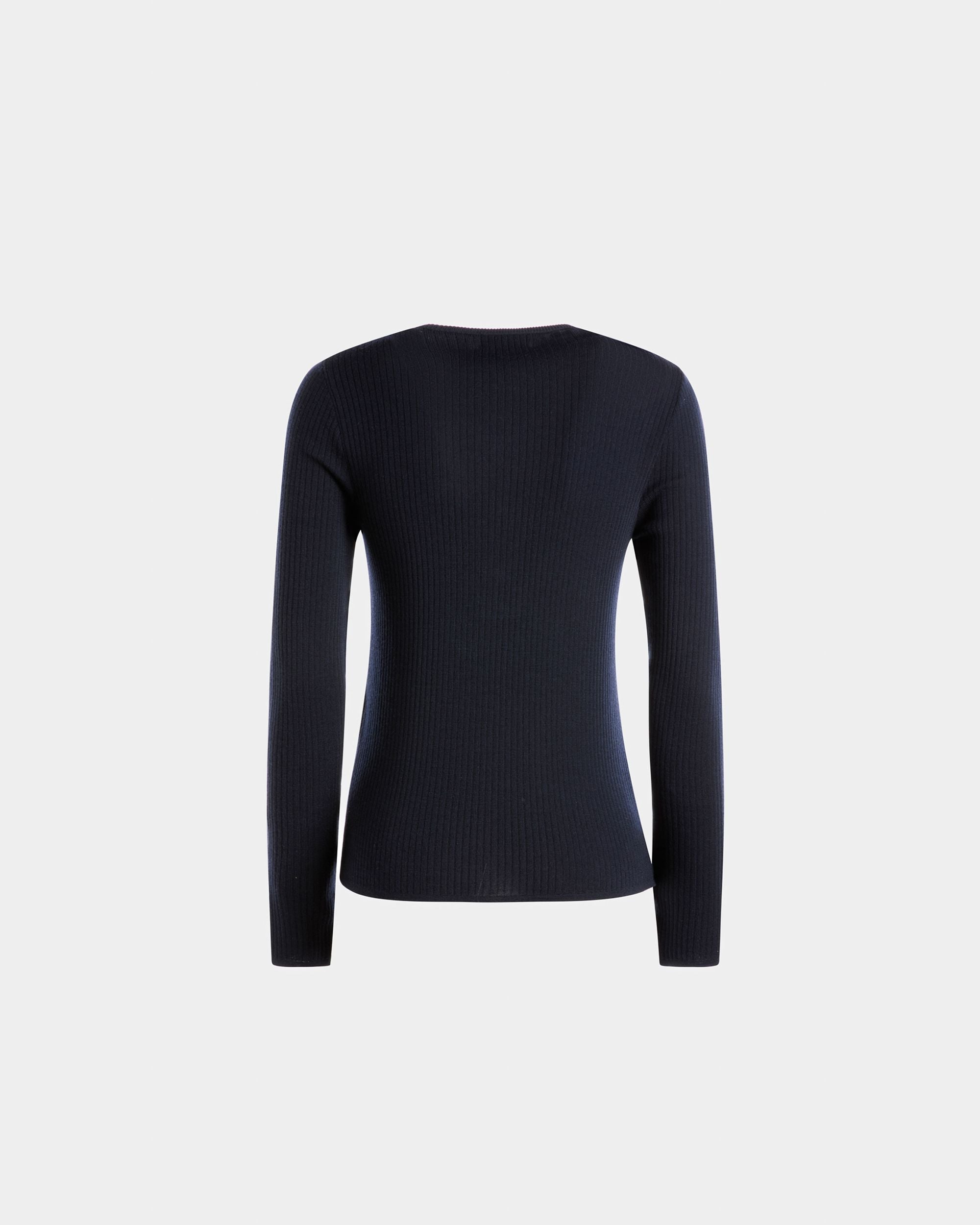 Bally Global - Top Col Tunisien En Maille En Laine Couleur Encre - Bleu