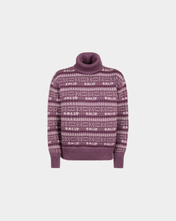 Turtleneck Sweater In Purple Wool