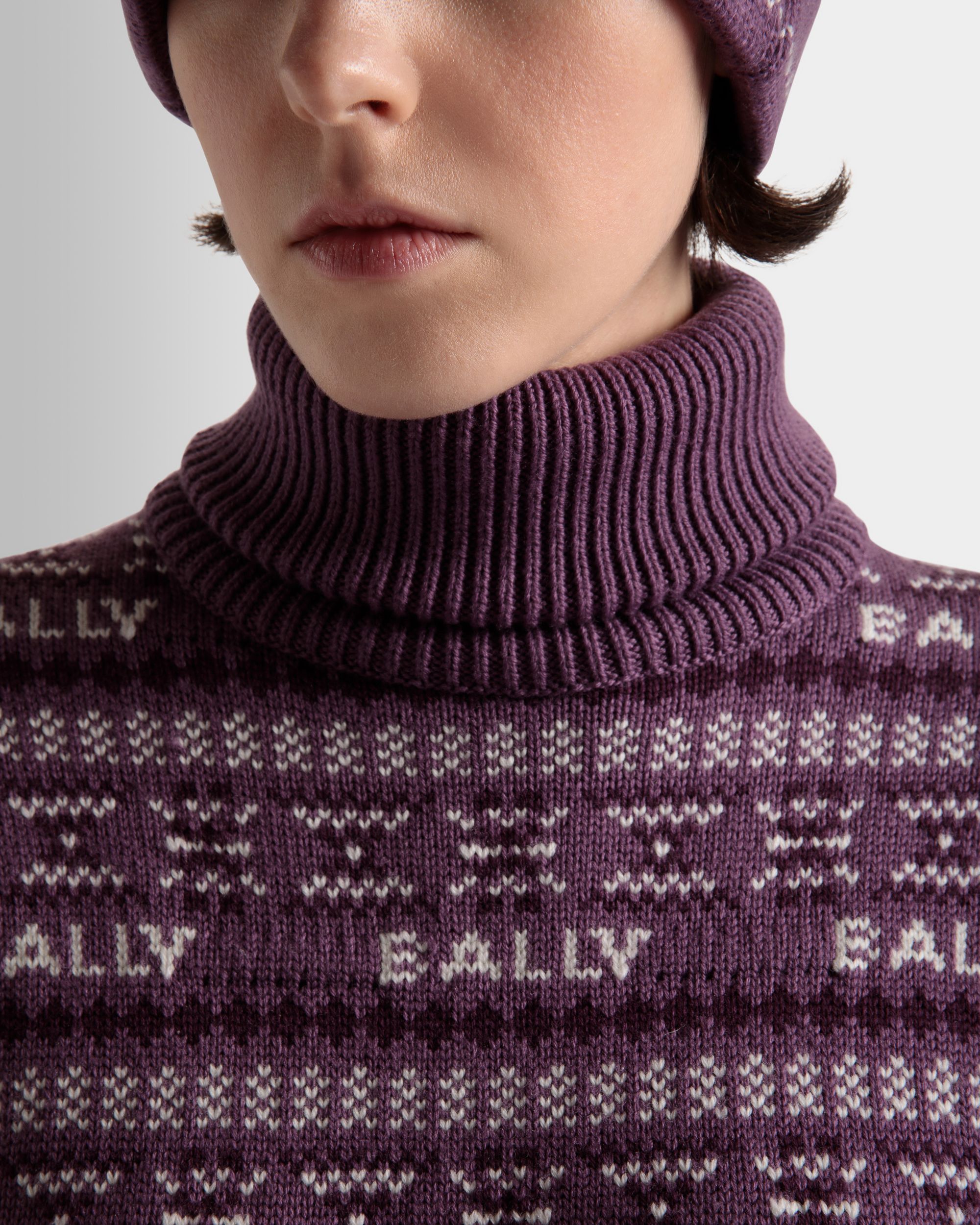 Bally Global - Turtleneck Sweater In Purple Wool - Purple