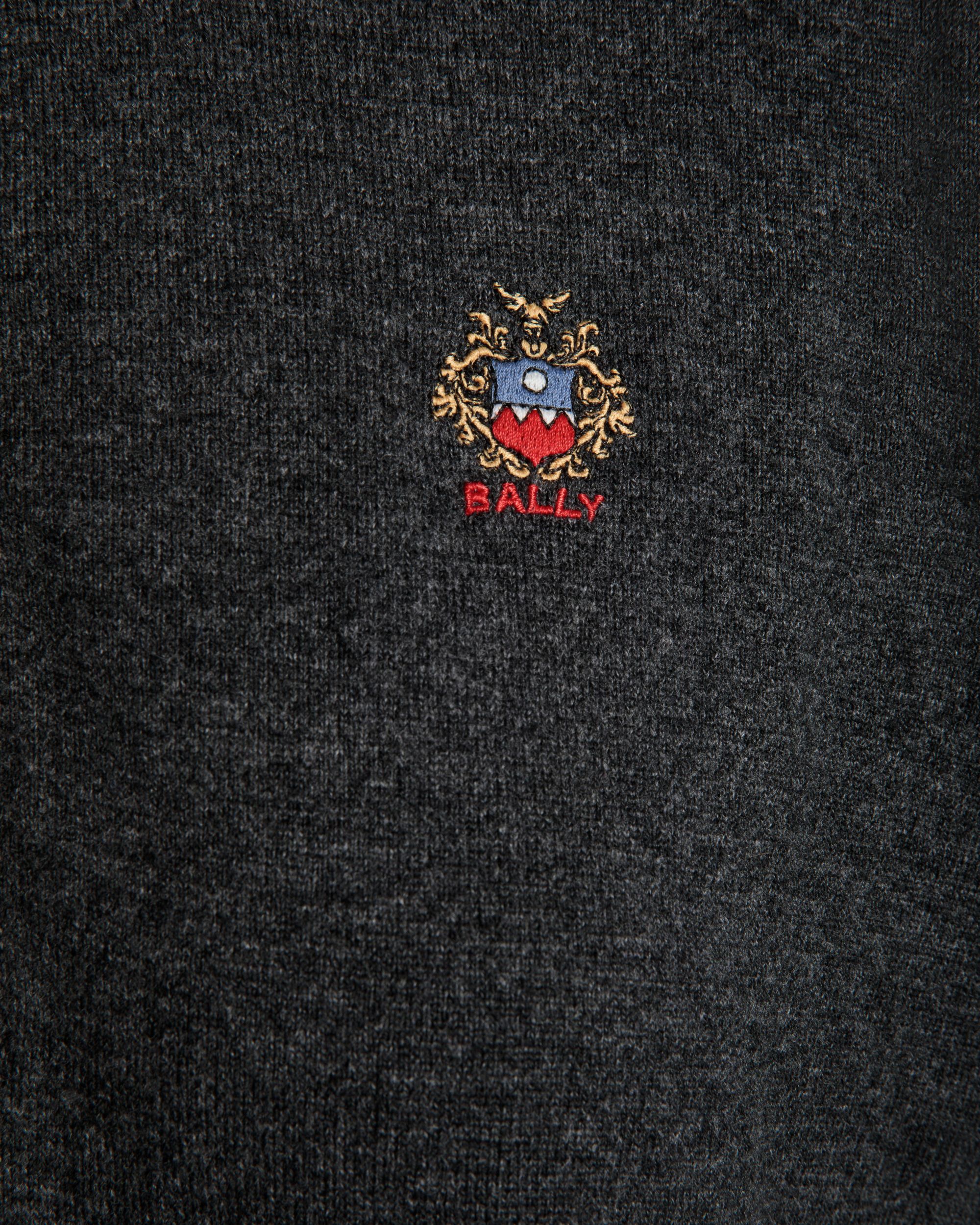 Bally Global - Half Zip Sweater In Dark Grey Wool And Cashmere - Grey