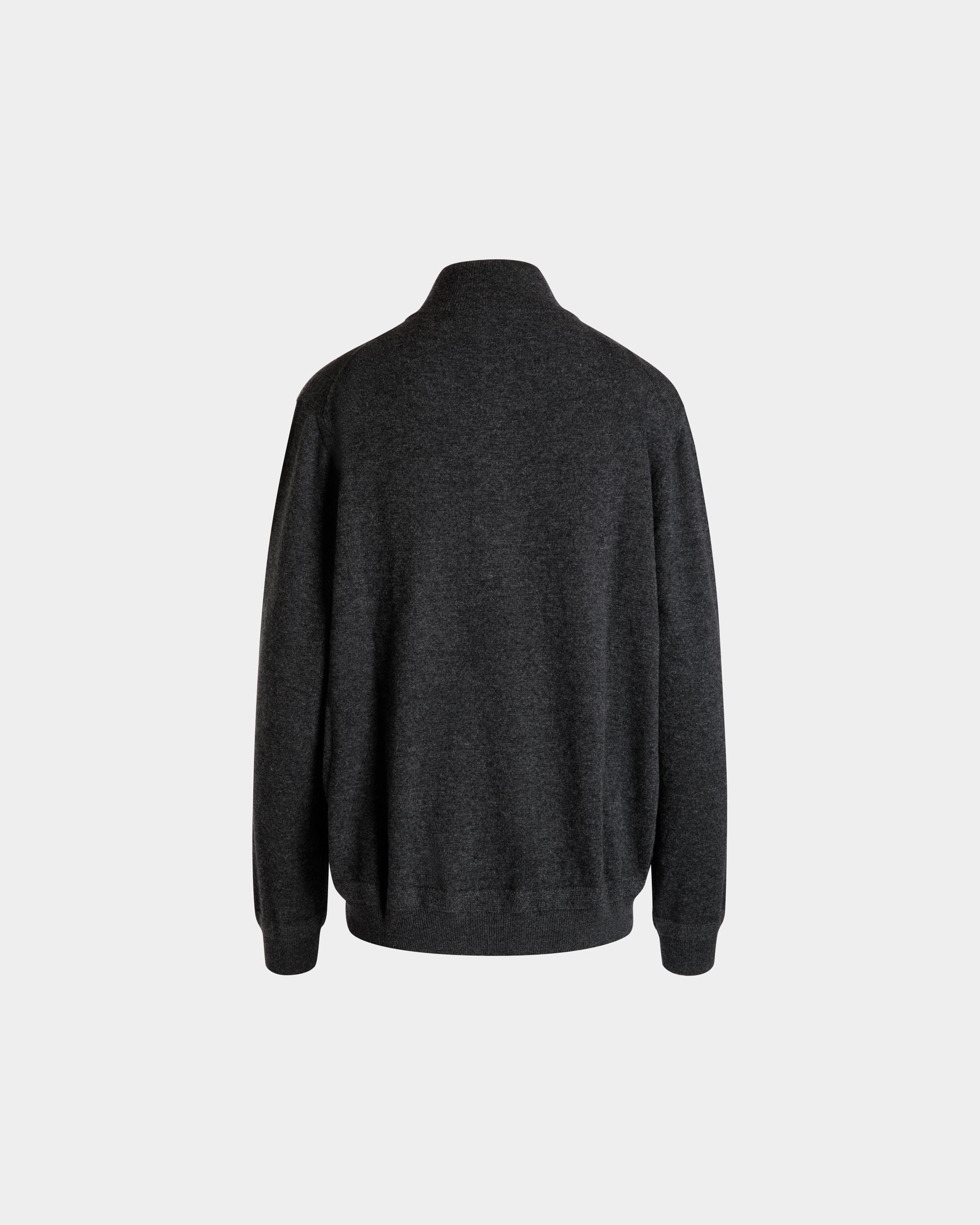 Bally Global - Half Zip Sweater In Dark Grey Wool And Cashmere - Grey