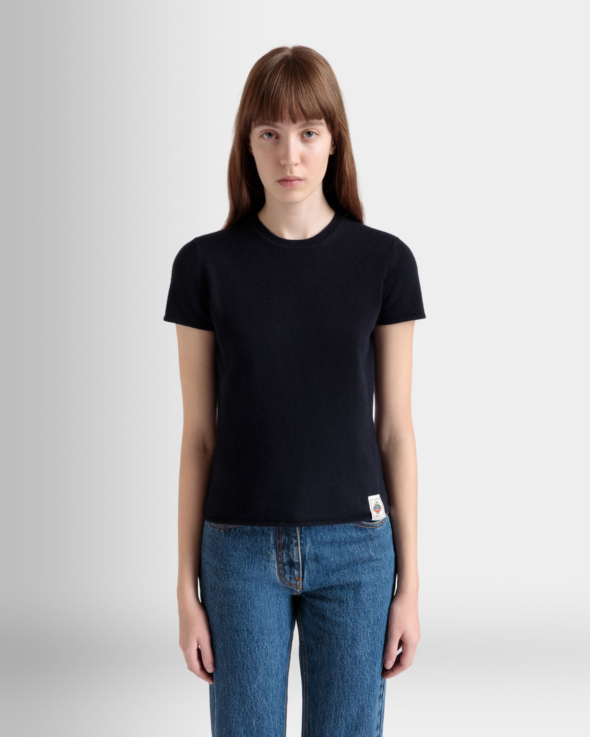 Bally Global - Knit Top In Navy Blue Cashmere - Azul
