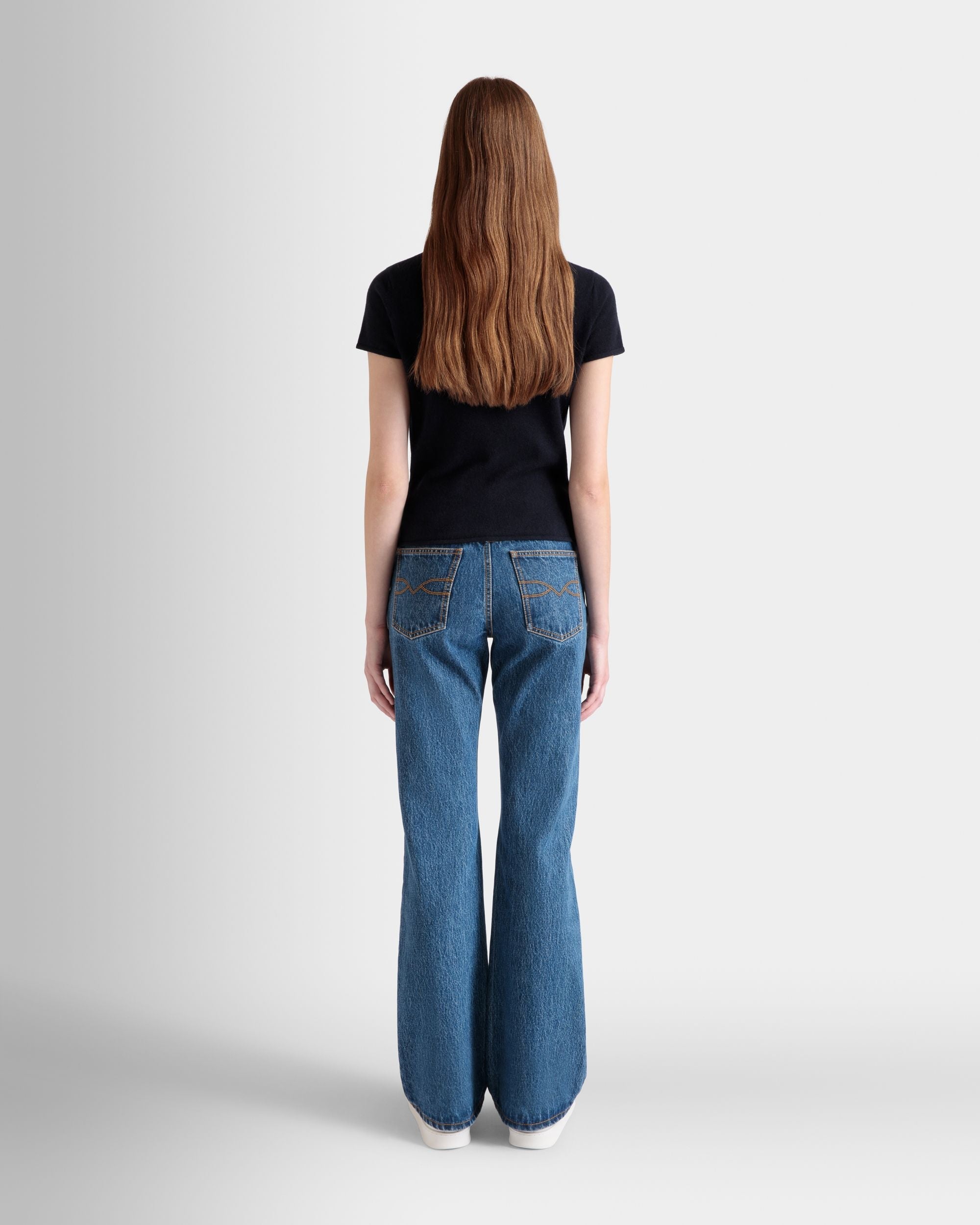 Bally Global - Knit Top In Navy Blue Cashmere - Azul