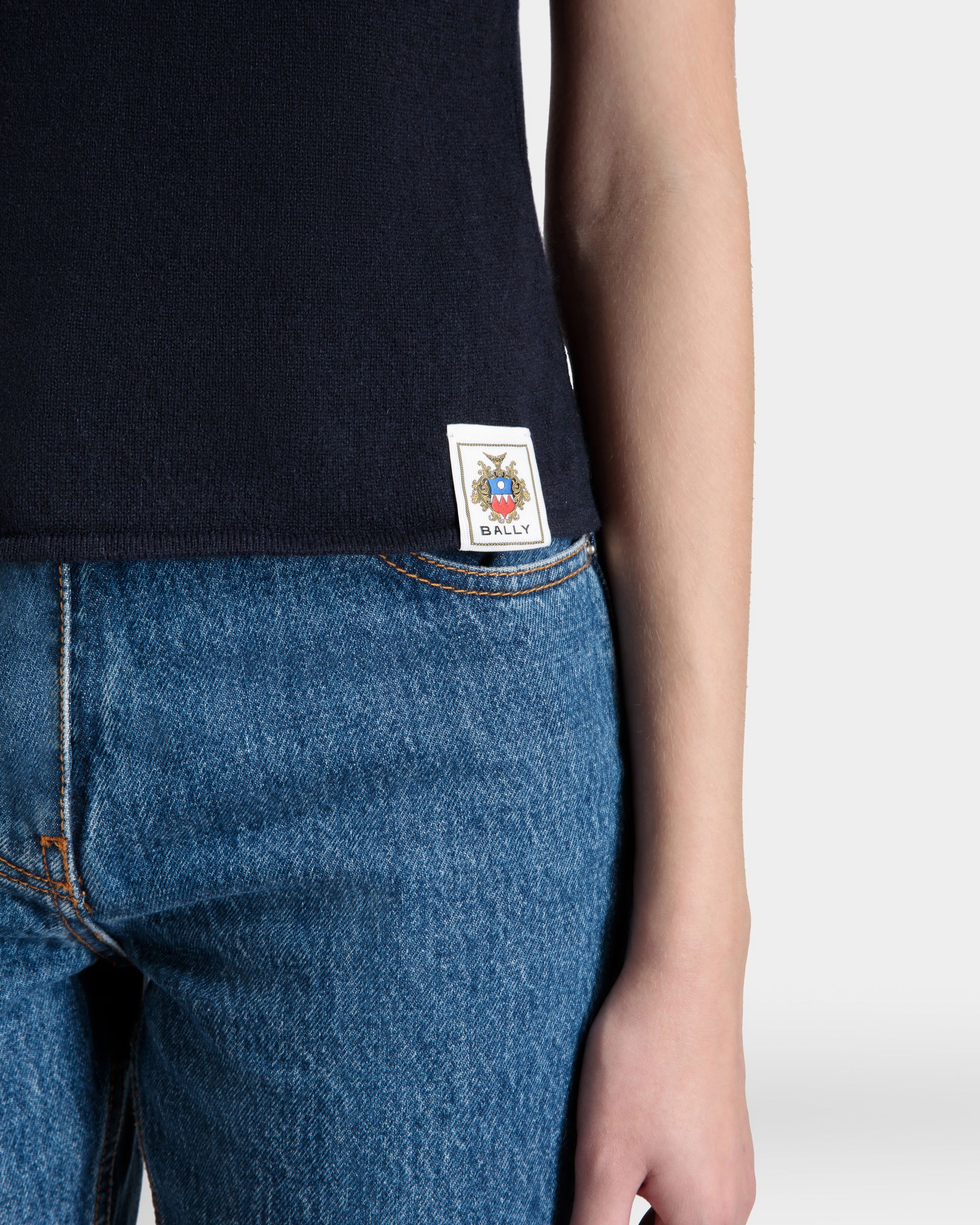 Bally Global - Knit Top In Navy Blue Cashmere - Azul